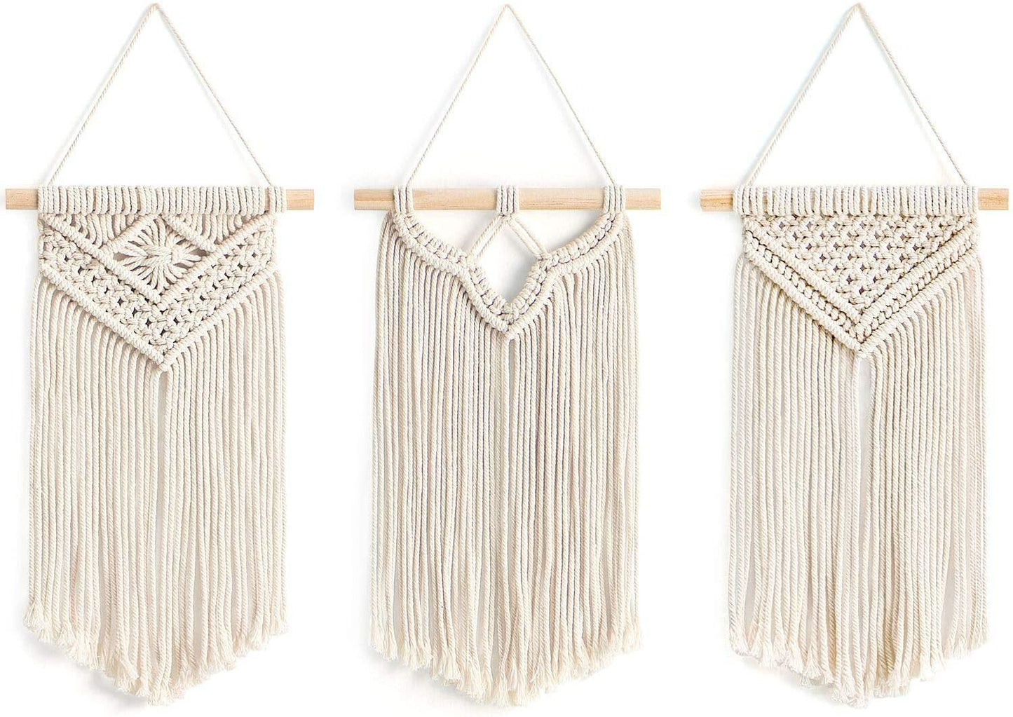 Small Macrame Wall Hanging, 3 Pack Art Woven Wall Decor Boho Style - Lasercutwraps Shop