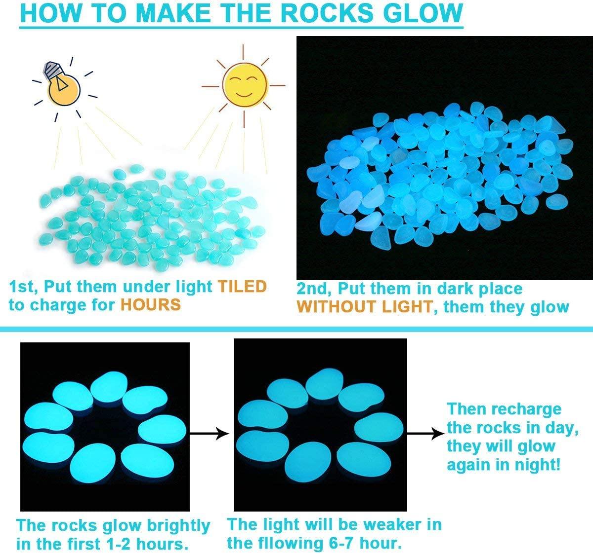 Glow in The Dark Garden Pebbles Stones Rocks for Yard and Walkways Decor, DIY Decorative Luminous Stones - Lasercutwraps Shop