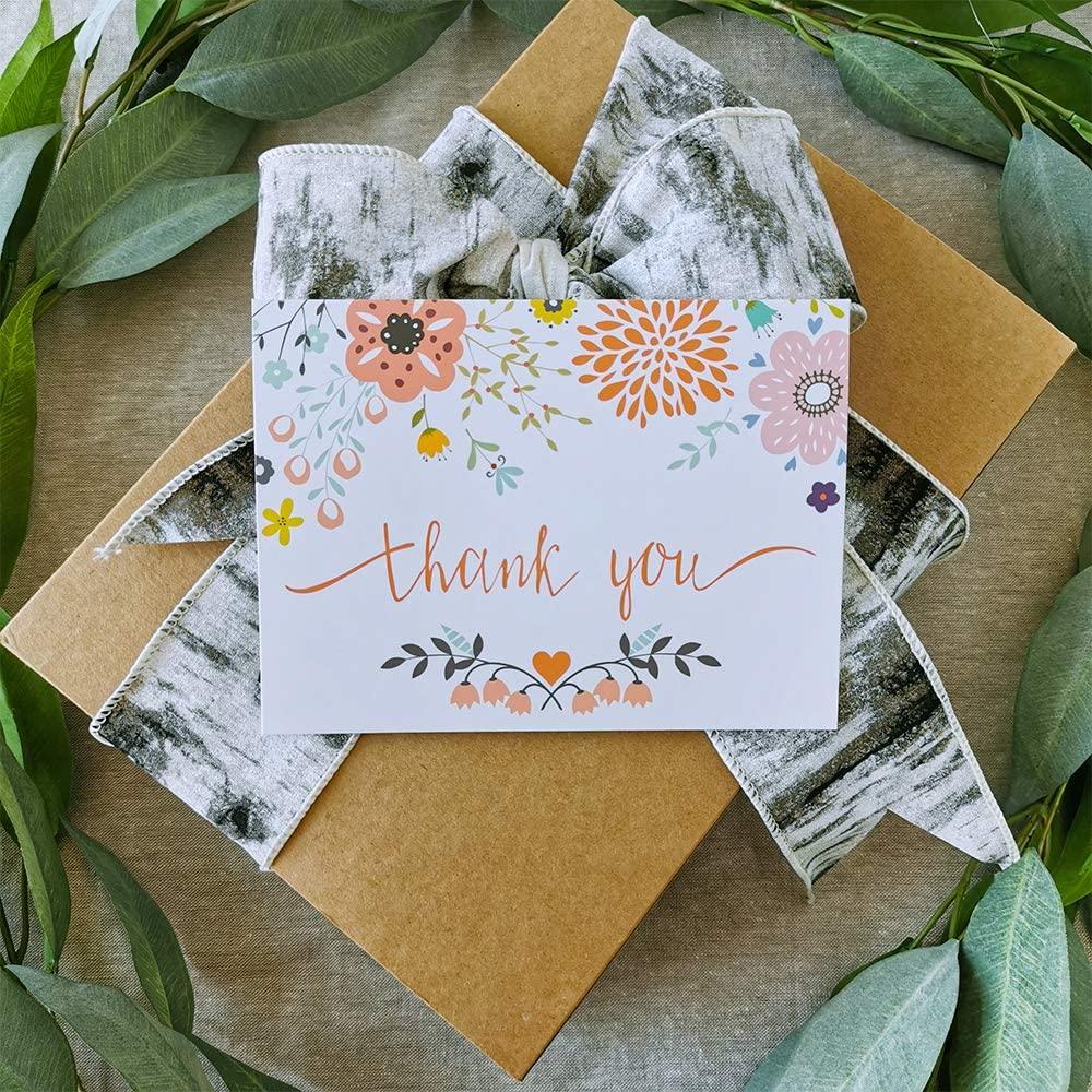 150 Sets Bulk Blank Thank You Cards with Envelopes Stickers Assortment 6 Design of Floral Watercolor Calligraphy Thank You Greeting Cards - Lasercutwraps Shop