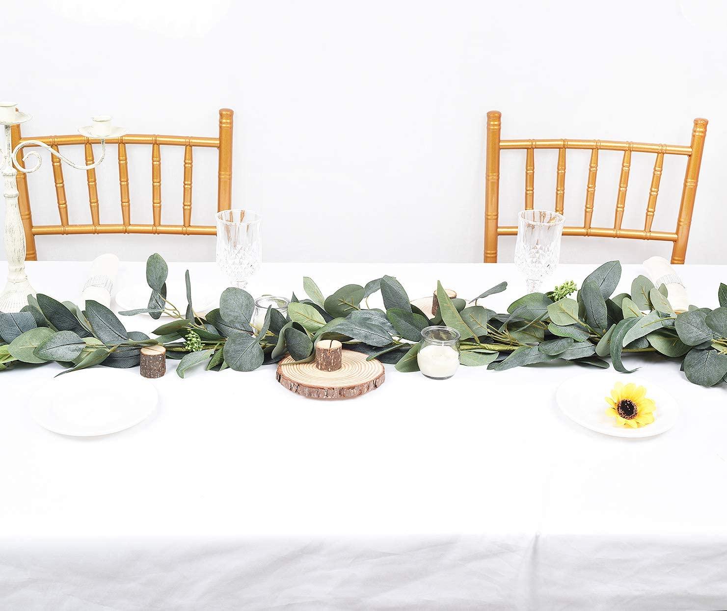 6.2 Feet Eucalyptus Garland Artificial Silk Eucalyptus Leaves Vines Handmade Garland Greenery Wedding Home Backdrop Arch Wall Decor - Lasercutwraps Shop
