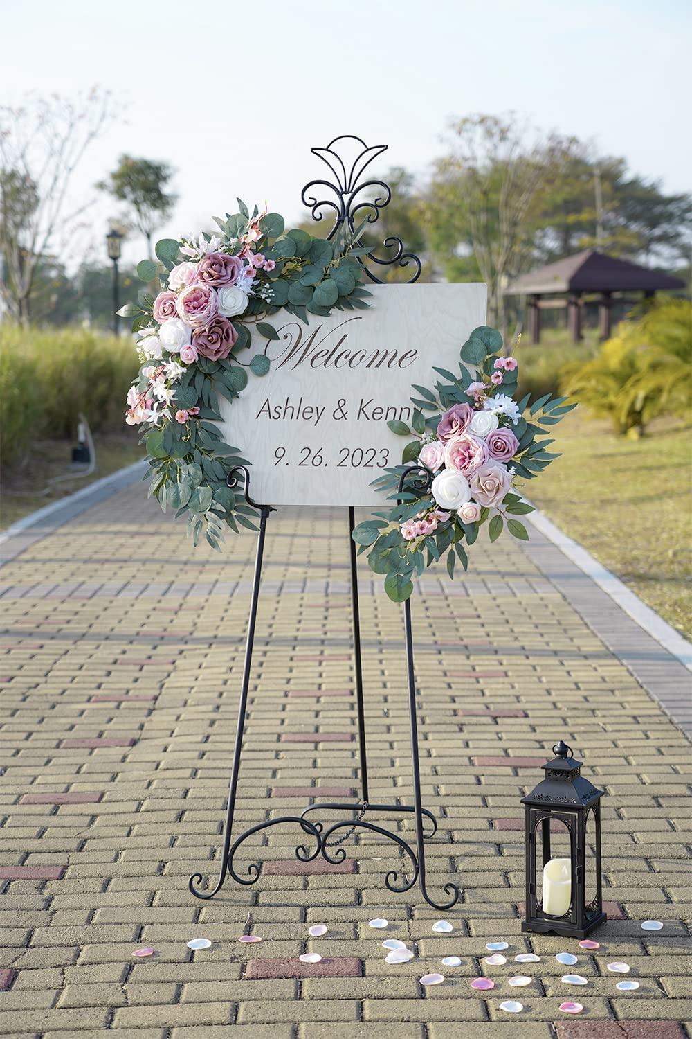 2 Packs Wedding Arch, Artificial Dusty Rose Wedding Flowers for Wedding Welcome Signs Decorations - Lasercutwraps Shop