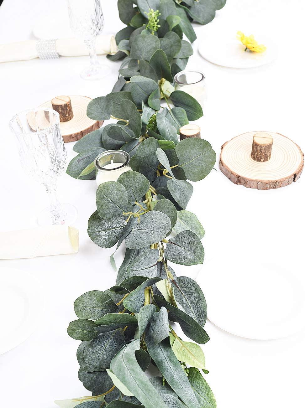 6.2 Feet Eucalyptus Garland Artificial Silk Eucalyptus Leaves Vines Handmade Garland Greenery Wedding Home Backdrop Arch Wall Decor - Lasercutwraps Shop