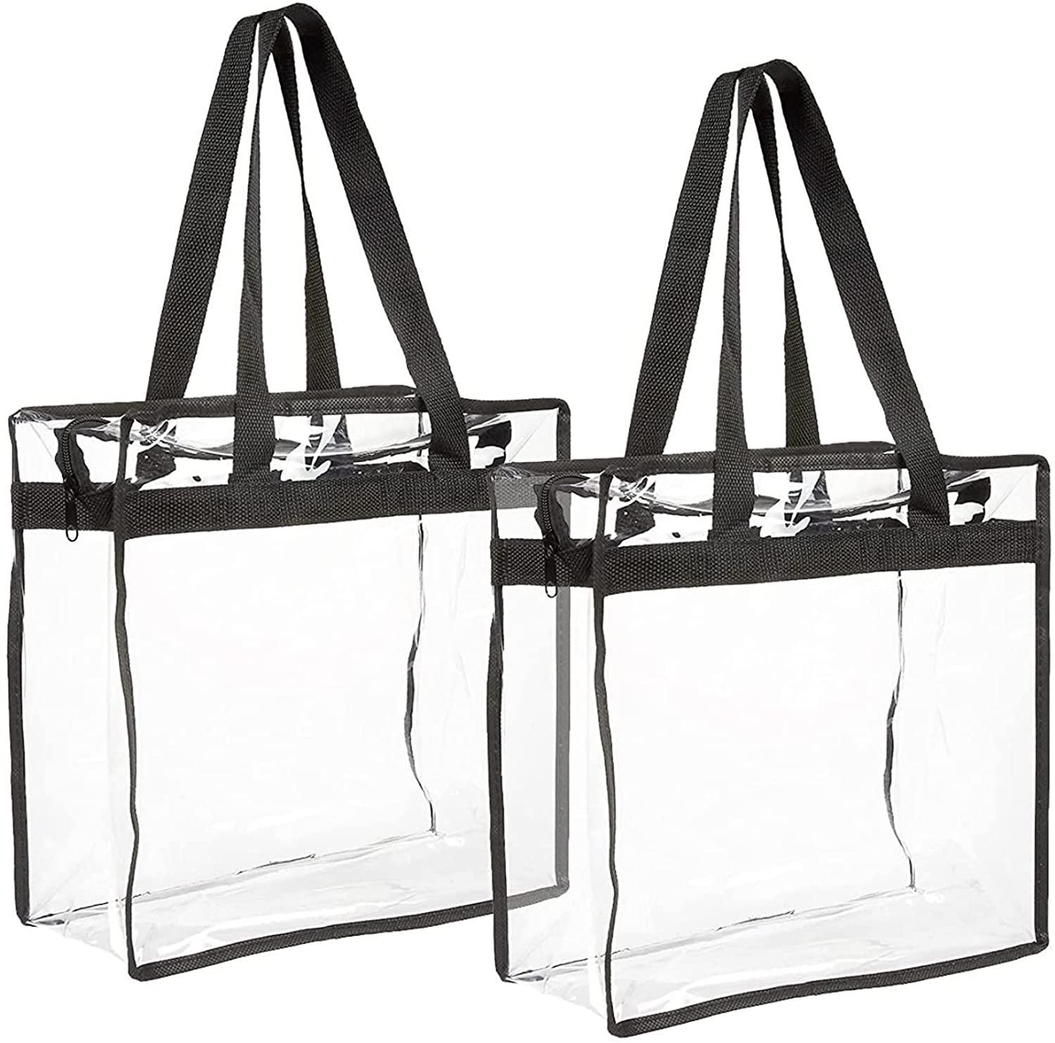 Stadium Approved Clear Plastic Tote Bags with Handles (12x12x6 In, 2 Pack) - Lasercutwraps Shop