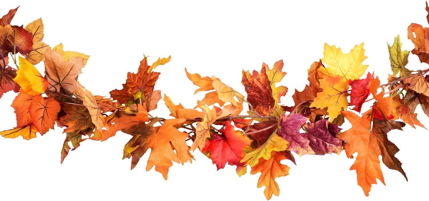 2 Pack Fall Garland Maple Leaf, 5.9Ft/Piece Hanging Vine Garland, Artificial Autumn Garland Thanksgiving Decoration for Home Wedding - Lasercutwraps Shop