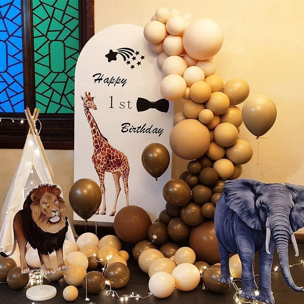 Brown Balloons Garland Arch Kit Double-Stuffed Nude Balloons Tan Coffee Brown Blush Neutral Balloons Jungle Theme - Lasercutwraps Shop