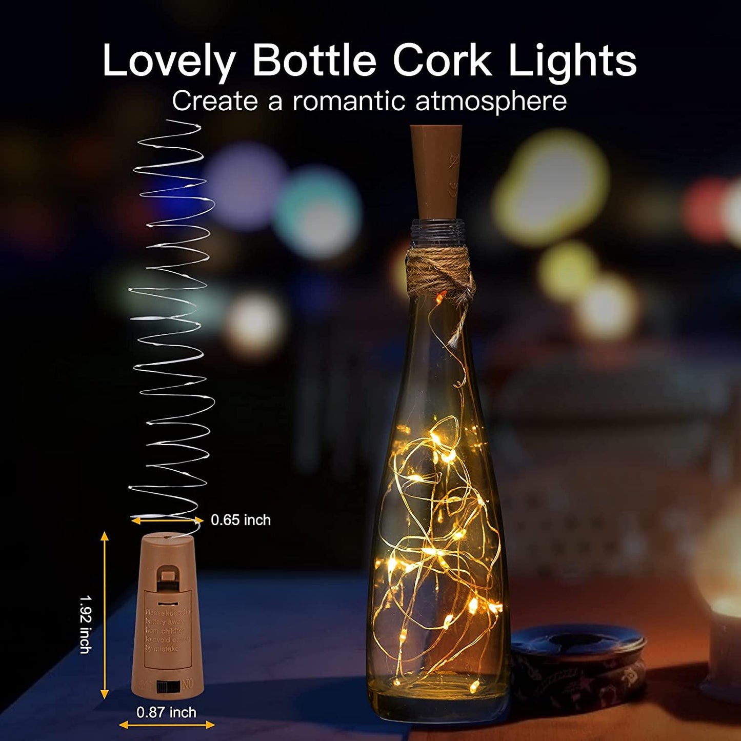20pcs Wine Bottle Lights with Cork, 20 LED Waterproof Battery Operated Cork Lights for Liquor Bottles Wedding Décor - Lasercutwraps Shop