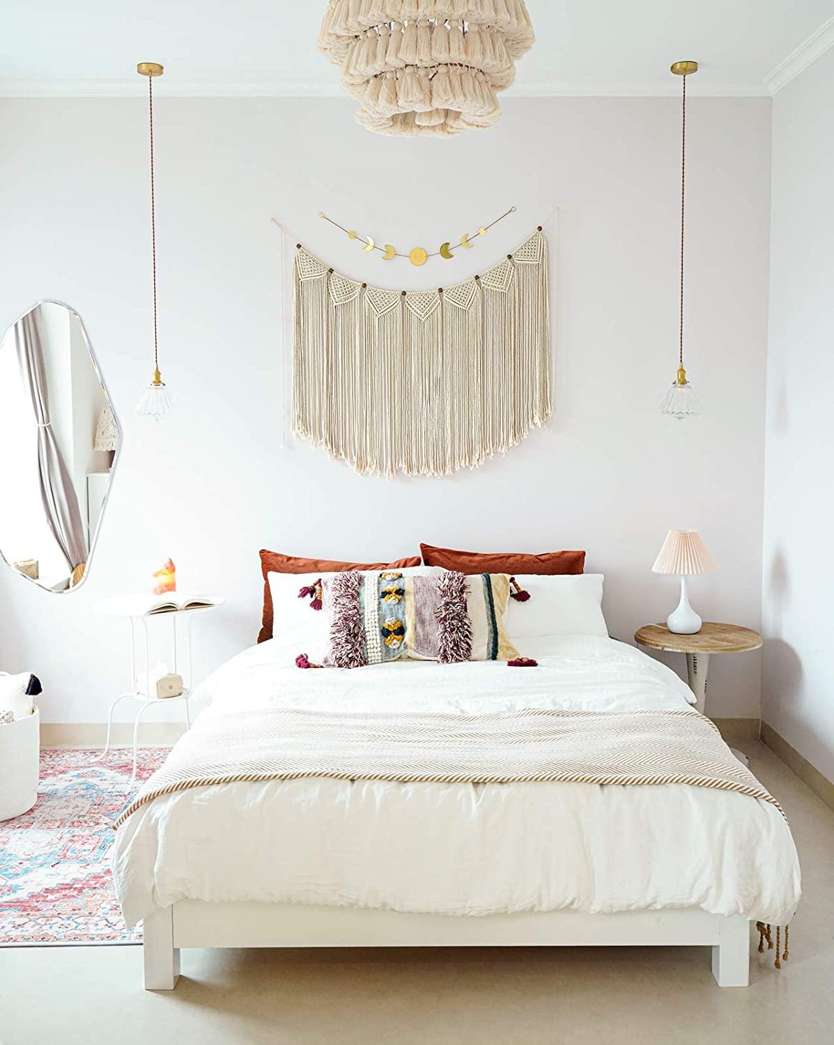 Large Macrame Wall Hanging Boho Tapestry Curtain Fringe Woven Bohemian Above Bed Wall Decor - Lasercutwraps Shop