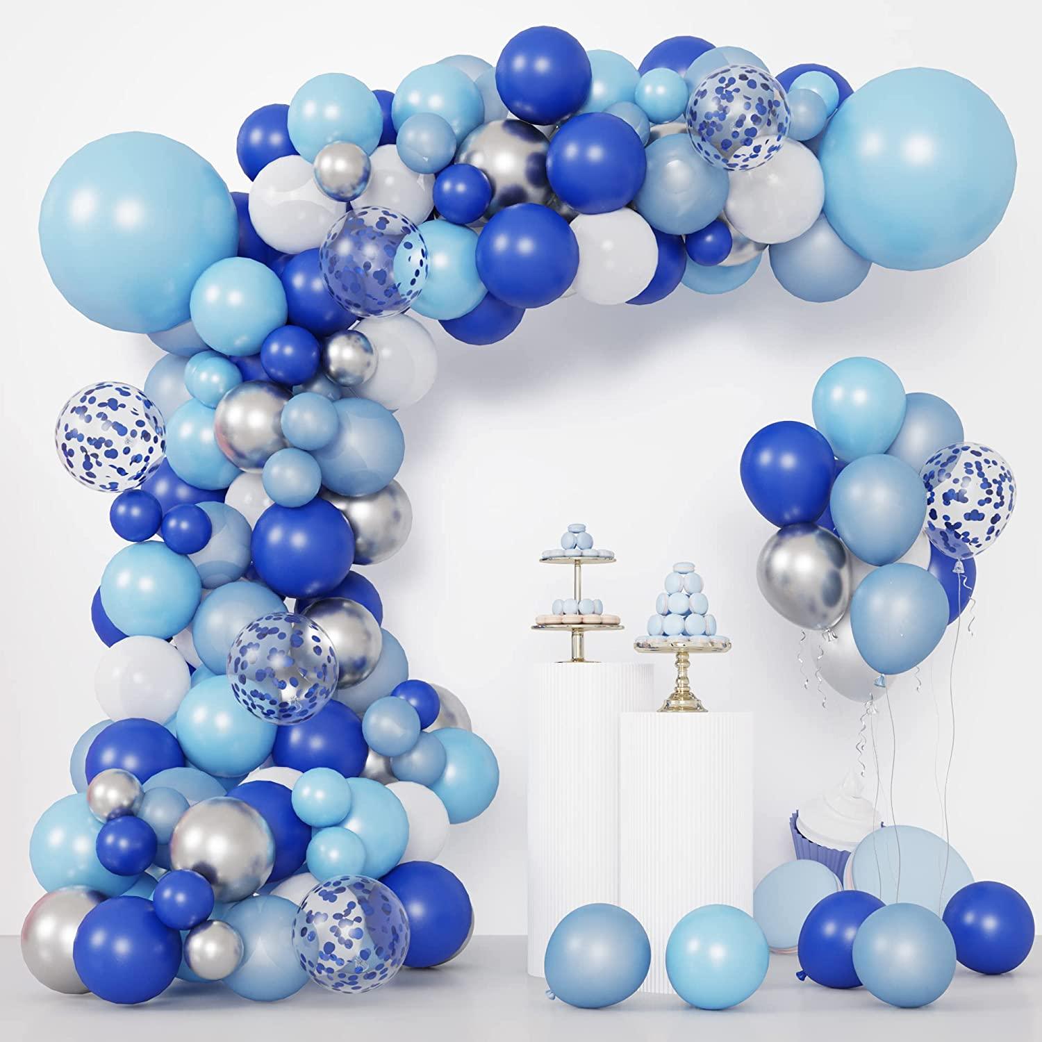 130pcs Blue Balloons Garland Arch Kit, Royal Blue and Baby Blue White Chrome Sliver Balloons Arch for Shower Birthday Graduation Party Decorations - Lasercutwraps Shop
