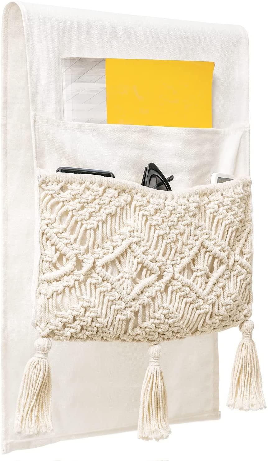 Macrame Sofa Armrest Organizer Remote Control Holder Magazine Storage Basket - Lasercutwraps Shop