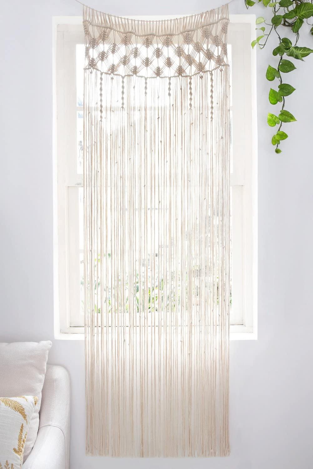 Macrame Curtain Wall Hanging, Doorway Window Curtains Decor, 29" W x 80" L - Lasercutwraps Shop