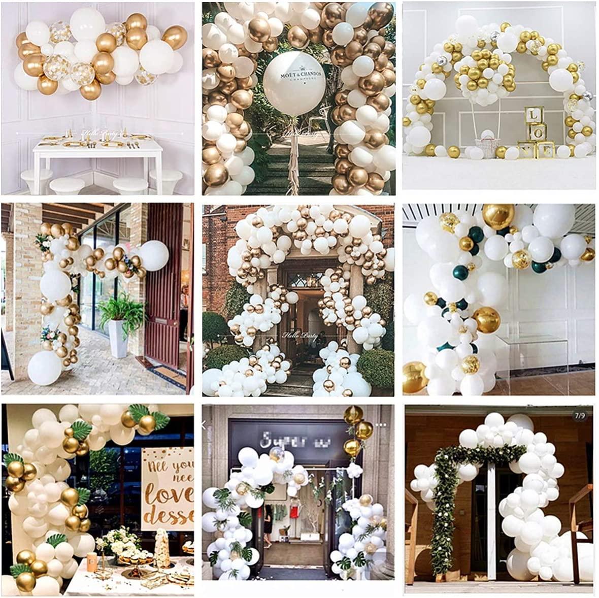 120pcs White Gold Balloon Garland Arch Kit 5 Inch 10 Inch 12 Inch White Gold Confetti Balloons - Lasercutwraps Shop