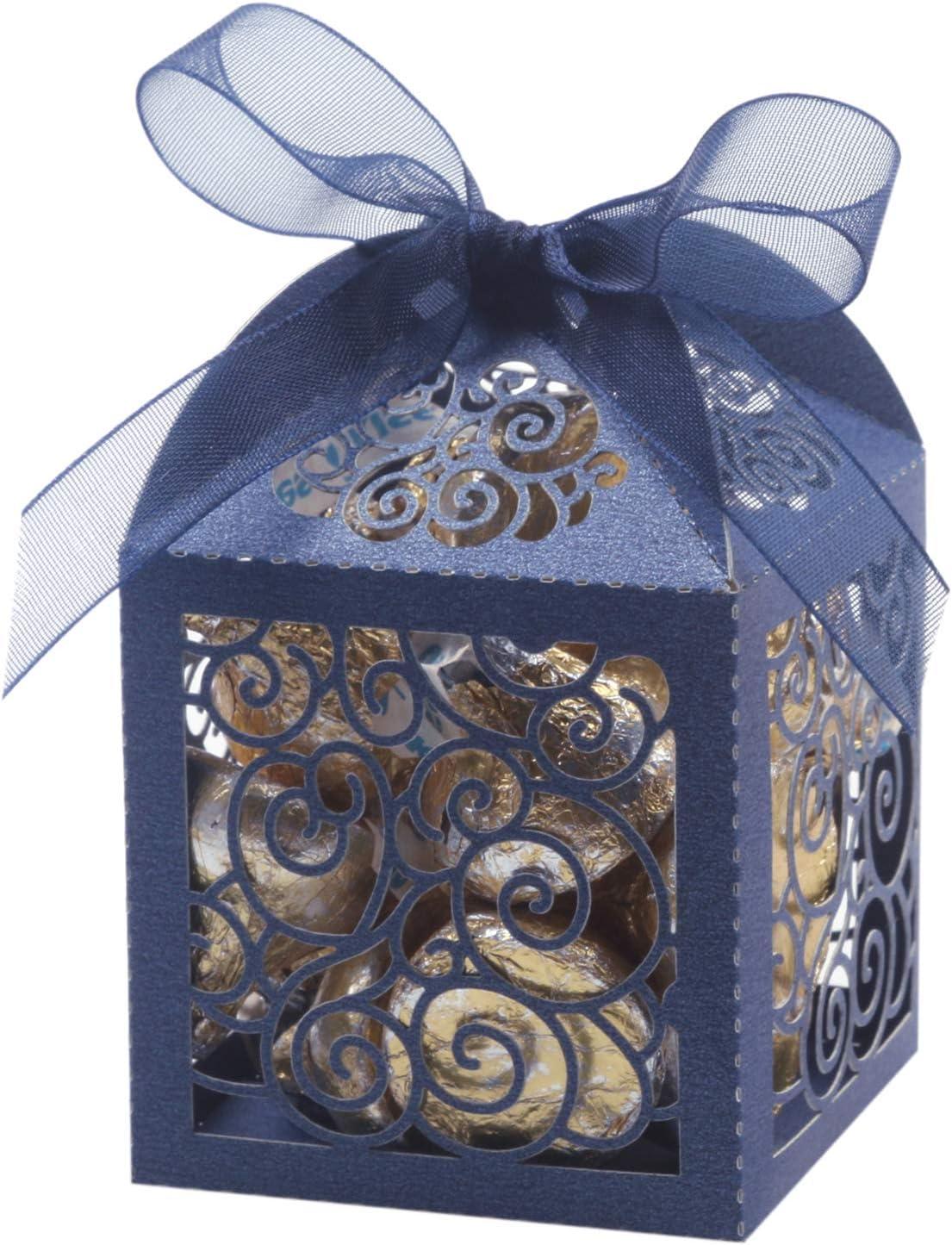 100 Pack Wedding Favor Boxes Laser Cut Boxes Party Favor Box Small Gift Boxes Lace Candy Boxes for Wedding Bridal Shower Baby Shower Birthday Party - Lasercutwraps Shop