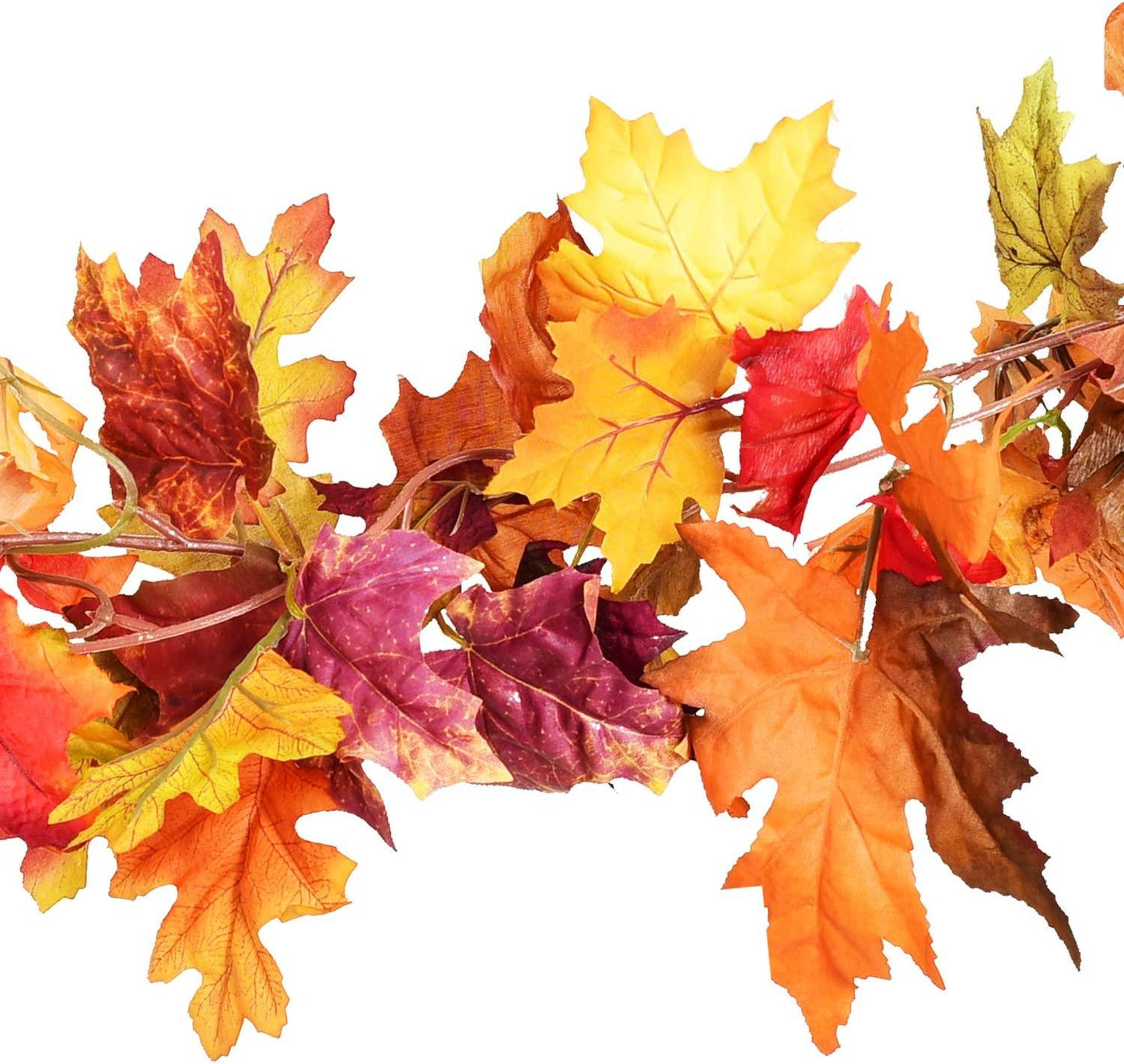 2 Pack Fall Garland Maple Leaf, 5.9Ft/Piece Hanging Vine Garland, Artificial Autumn Garland Thanksgiving Decoration for Home Wedding - Lasercutwraps Shop