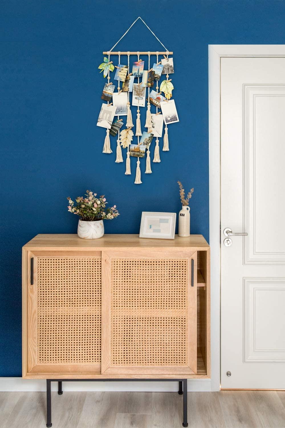 Hanging Photo Display Macrame Wall Hanging Pictures Organizer Boho Home Office Teen Girl Room Decor - Lasercutwraps Shop