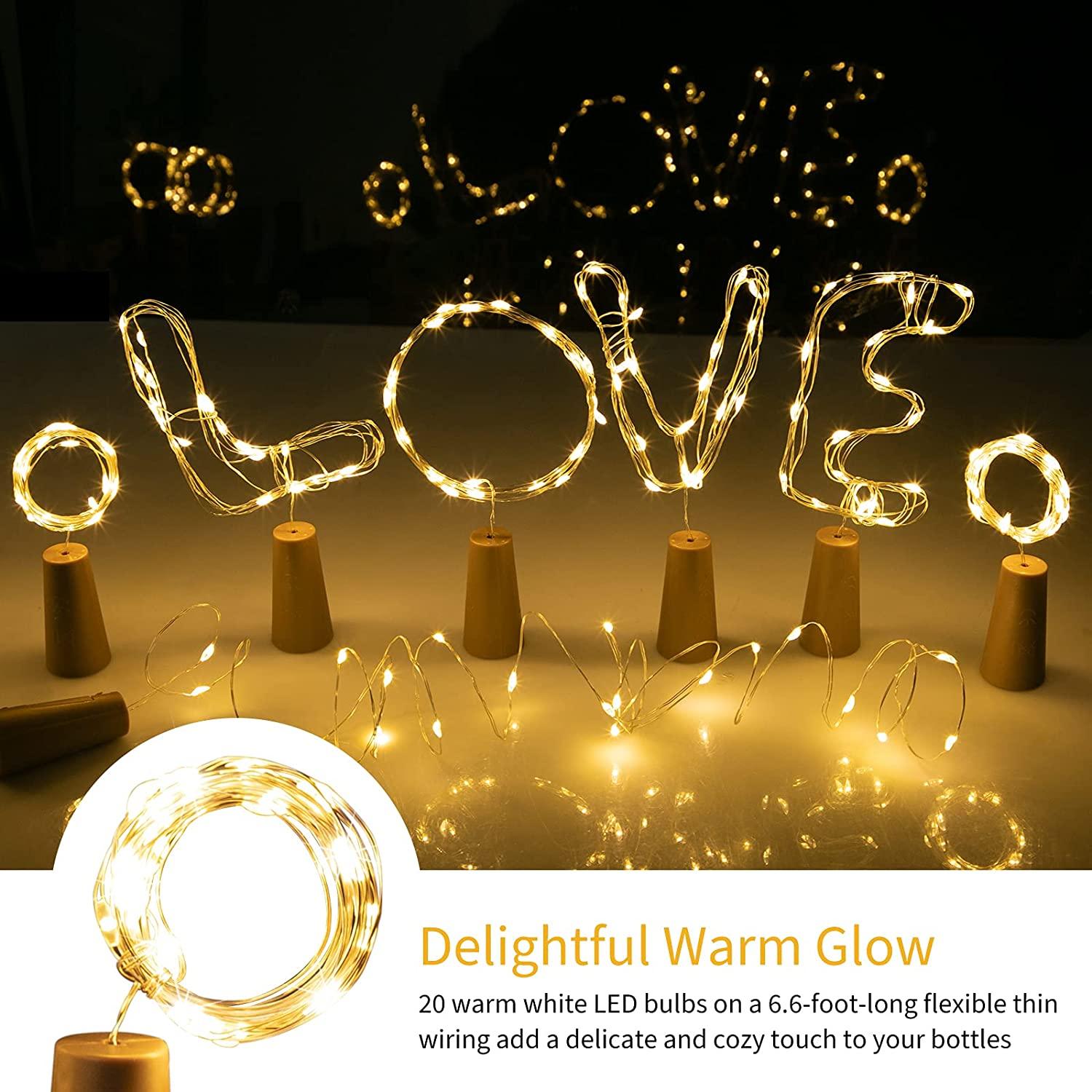 20pcs Wine Bottle Lights with Cork, 20 LED Waterproof Battery Operated Cork Lights for Liquor Bottles Wedding Décor - Lasercutwraps Shop