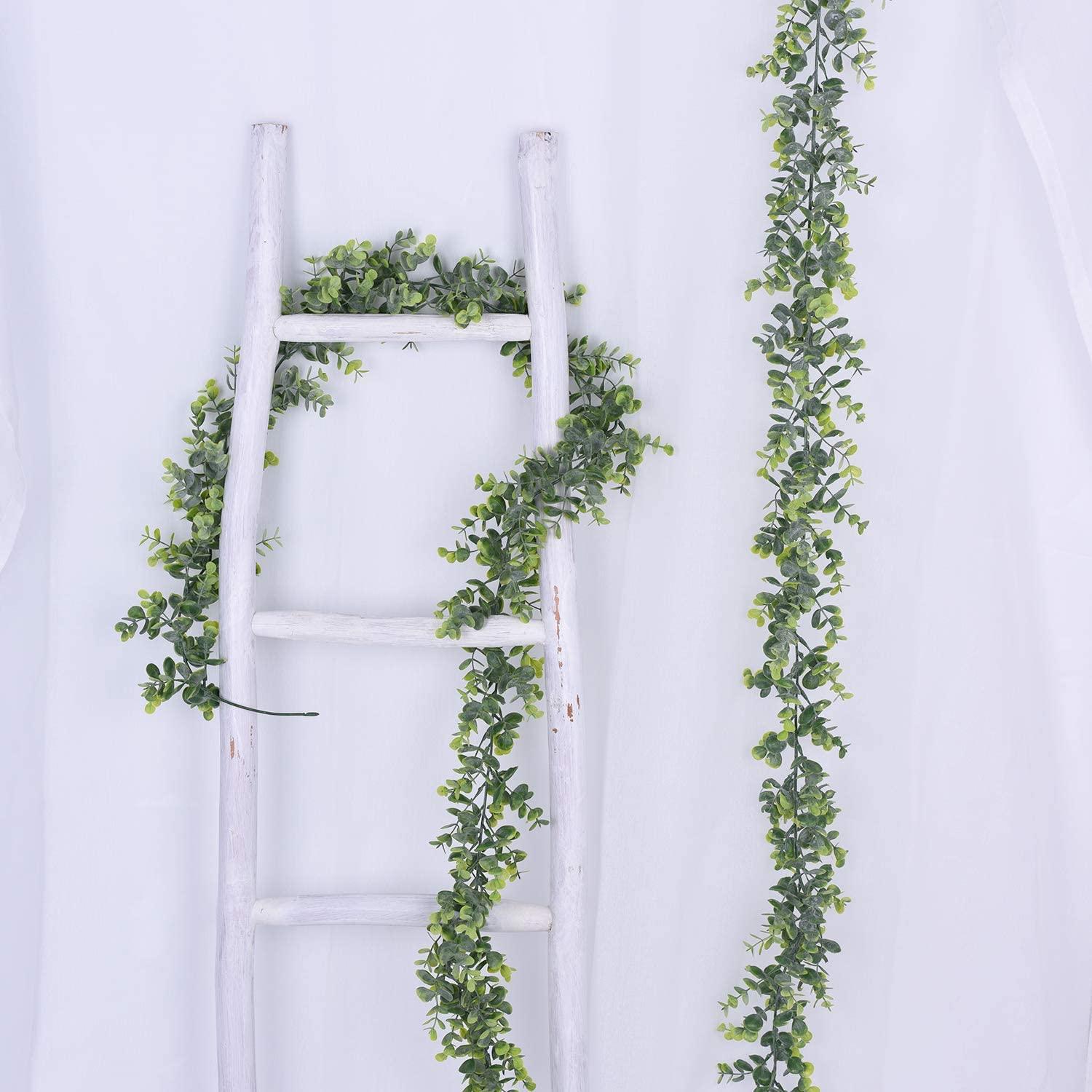Faux Eucalyptus Garland Plant, 2 Pack Artificial Vines Hanging Eucalyptus Leaves Greenery Garland for Wedding Backdrop Arch Wall Decor - Lasercutwraps Shop
