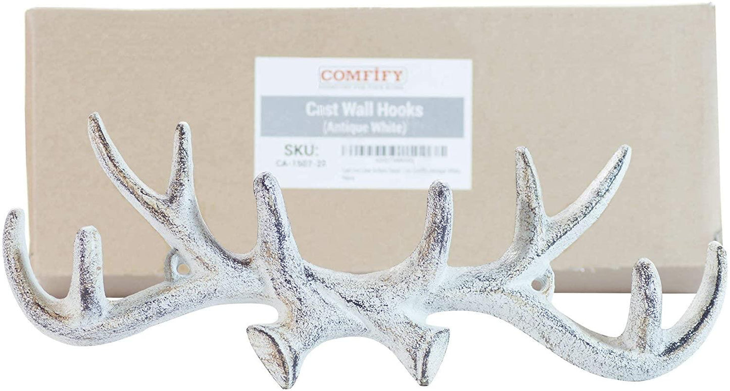 Vintage Cast Iron Deer Antlers Wall Mounted Hooks - Lasercutwraps Shop