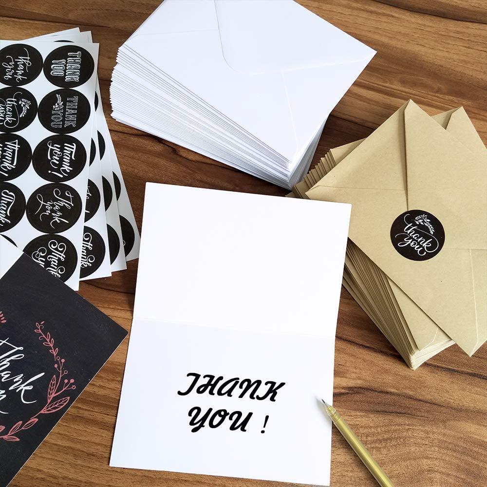 150 Sets Thank You Cards with Envelopes Stickers Bulk Thank You Notes 6 Designs of Chalkboard Floral Thank You Note Cards - Lasercutwraps Shop