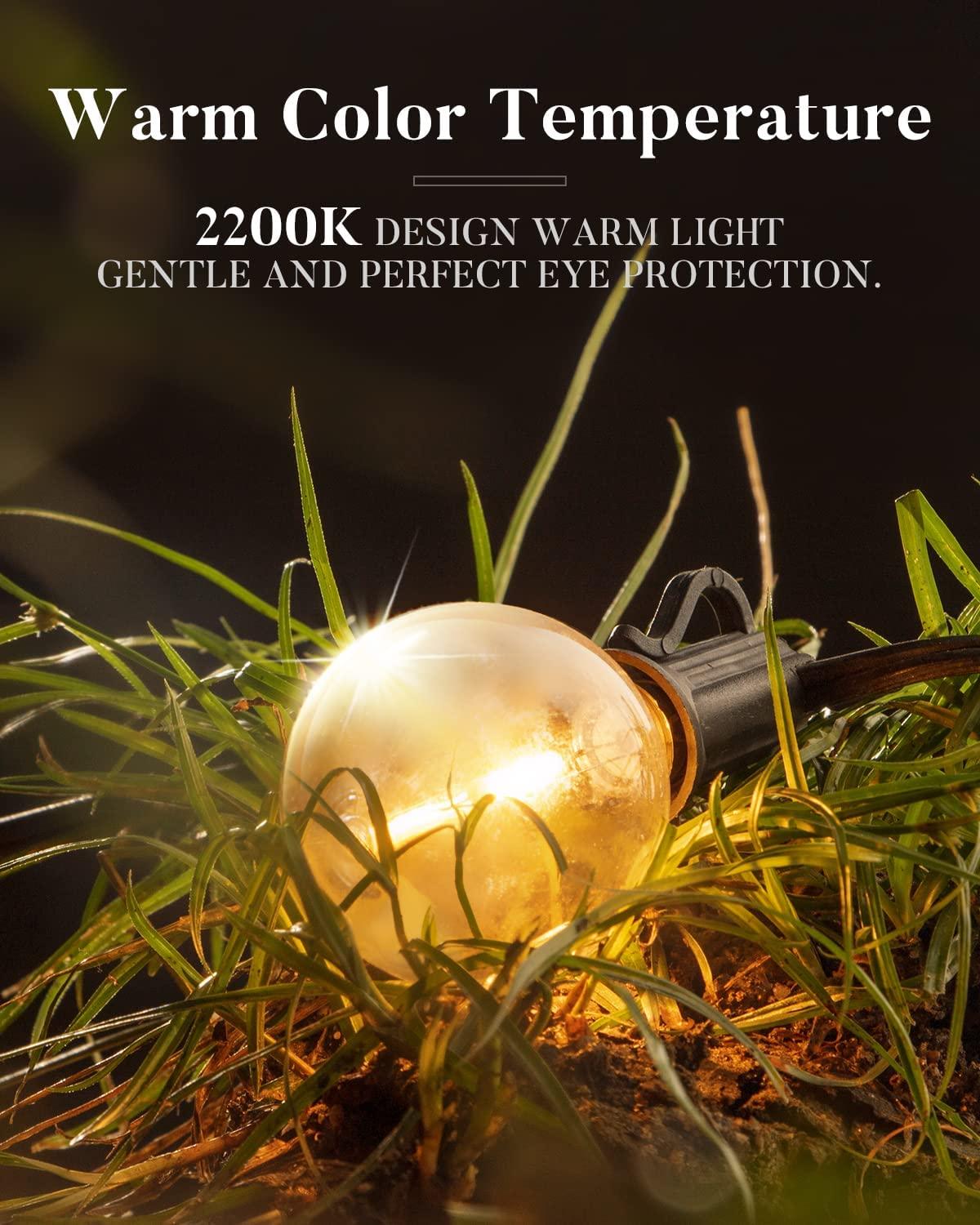 50ft Globe Outdoor Lights String, Dimmable LED Patio String Light with 50 G40 Shatterproof Bulbs - Lasercutwraps Shop