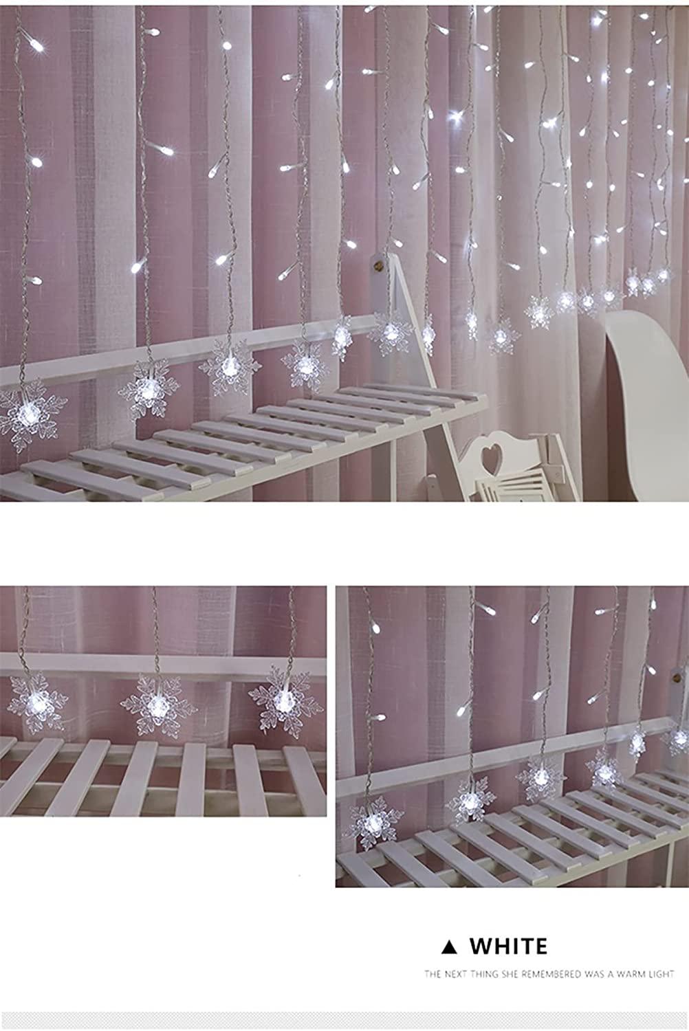 Snowflakes LED Curtain String Lights Christmas Window Curtain Light Plug in String Light for Christmas, Wedding, Birthday Party, Indoor and Outdoor - Lasercutwraps Shop