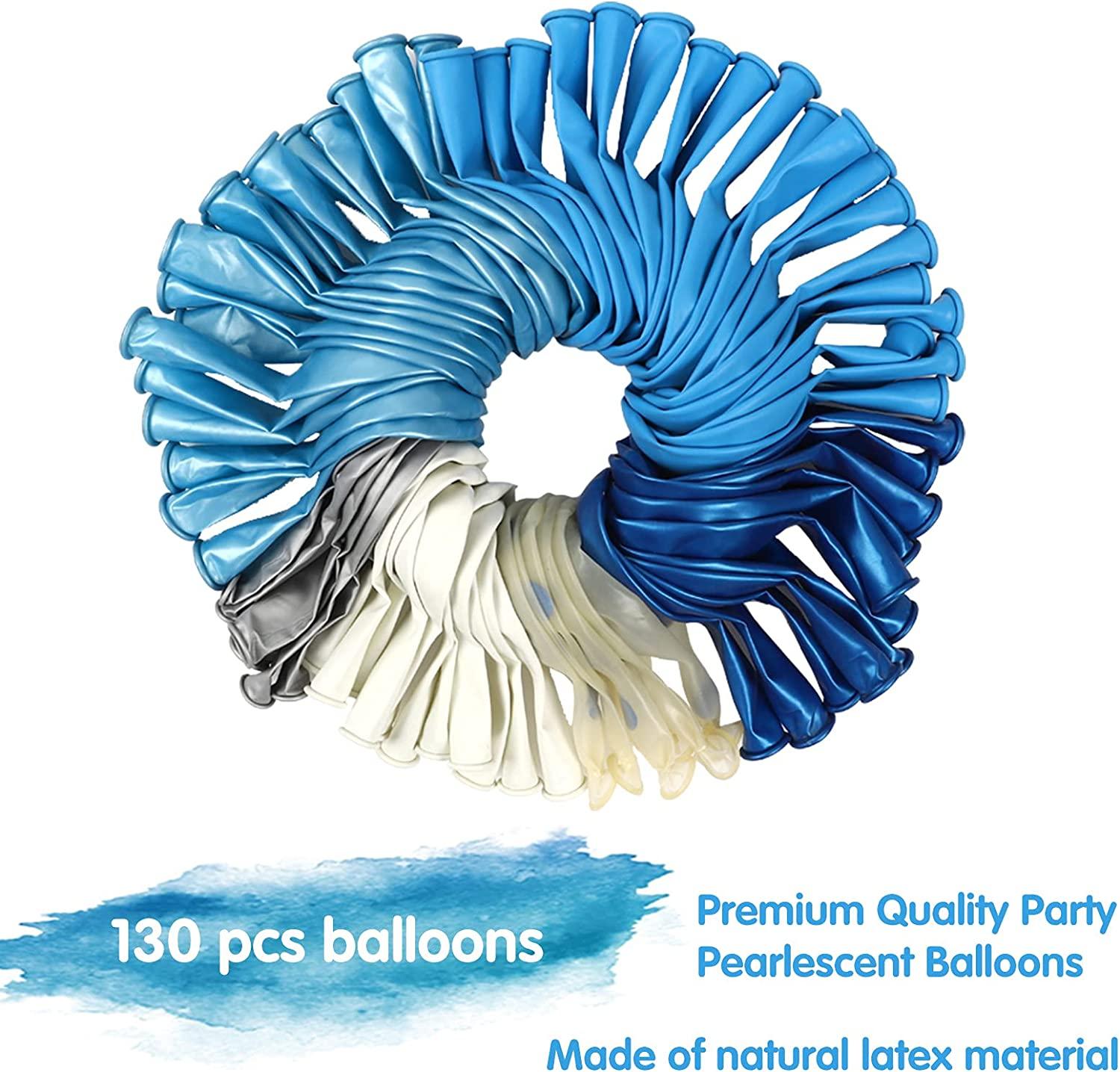 130pcs Blue Balloons Garland Arch Kit, Royal Blue and Baby Blue White Chrome Sliver Balloons Arch for Shower Birthday Graduation Party Decorations - Lasercutwraps Shop
