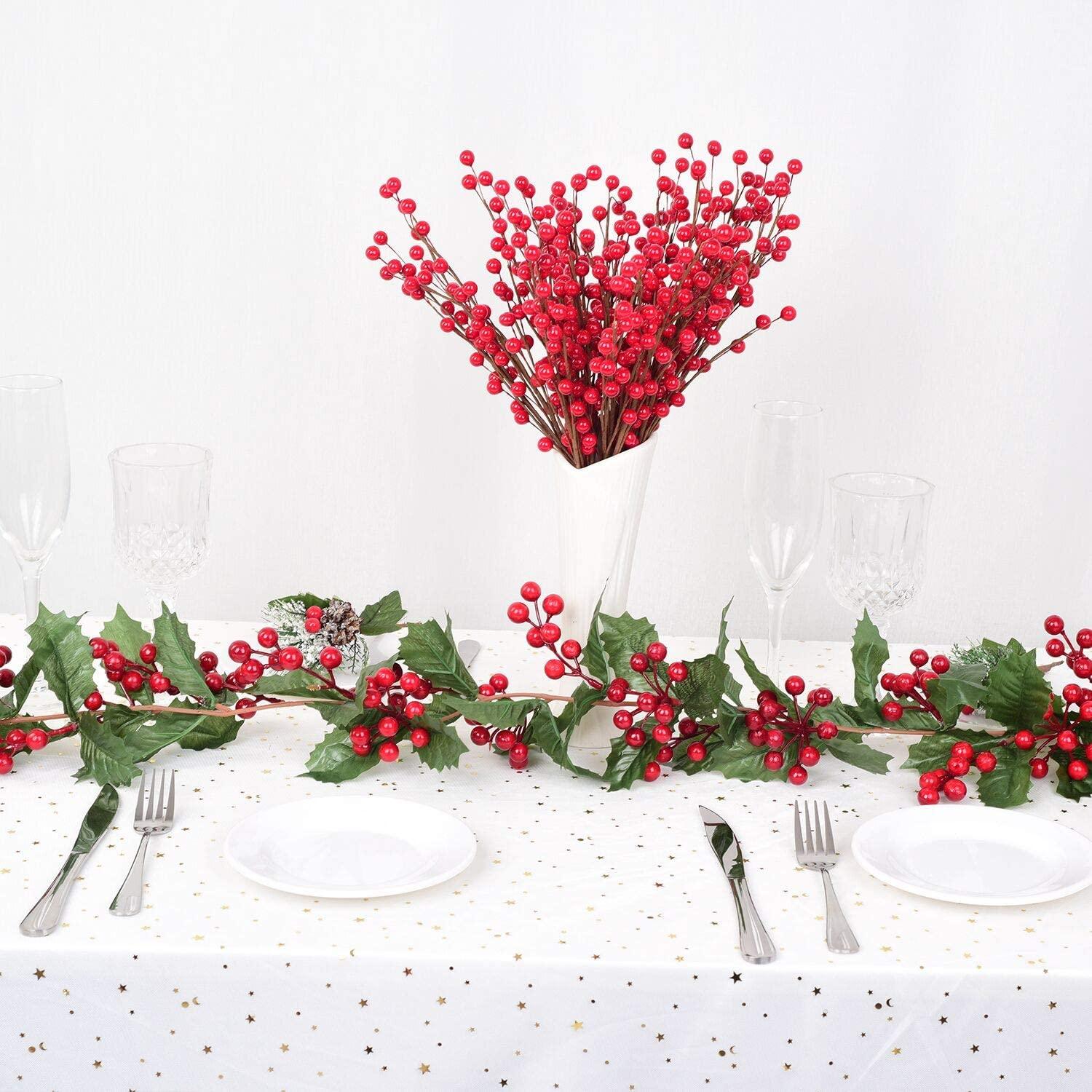 6FT Red Berry Christmas Garland, Flexible Artificial Berry Garland for –  Lasercutwraps Shop