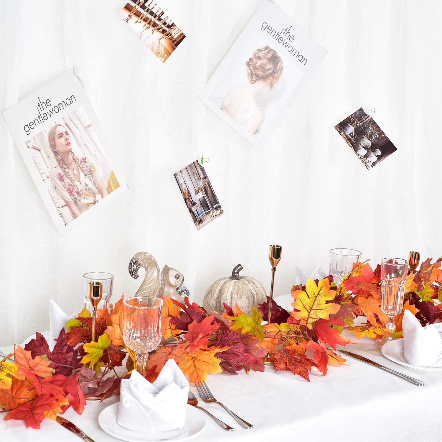 2 Pcs Fall Garland Maple Leaf, 5.9Ft/Piece 7 Colors Hanging Vine Garland Artificial Autumn Foliage Garland Thanksgiving Decor - Lasercutwraps Shop