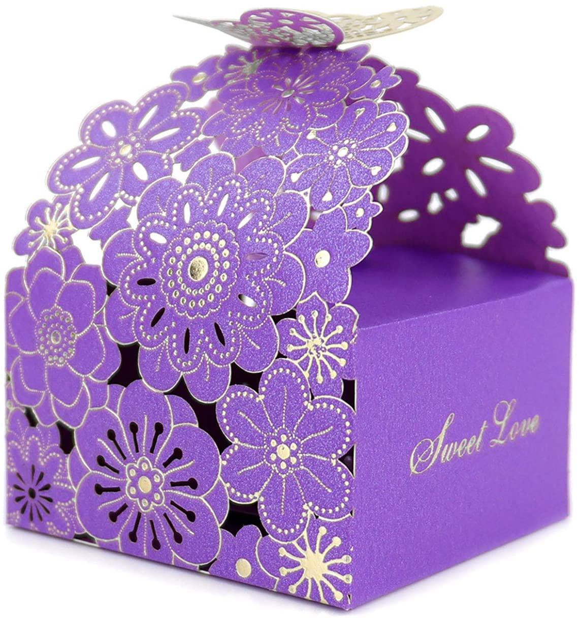 50Pcs/Set Flower Butterfly Hollow Candy Box Cookie Gift Boxes Romantic Wedding Favor Box - Lasercutwraps Shop
