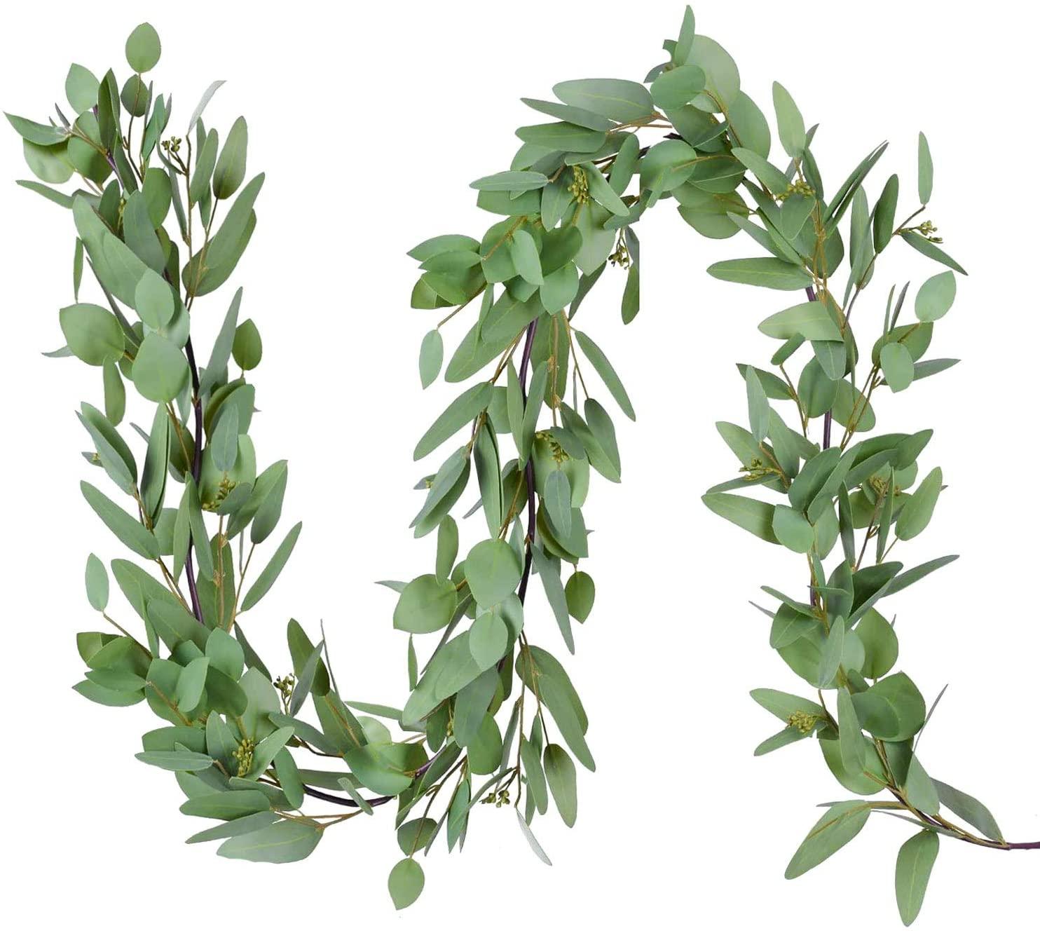5.5Ft Seeded Eucalyptus Garland, Artificial Vines Faux Eucalyptus Table Garland Artificial Eucalyptus Garland Greenery Wedding Backdrop Arch Decor - Lasercutwraps Shop