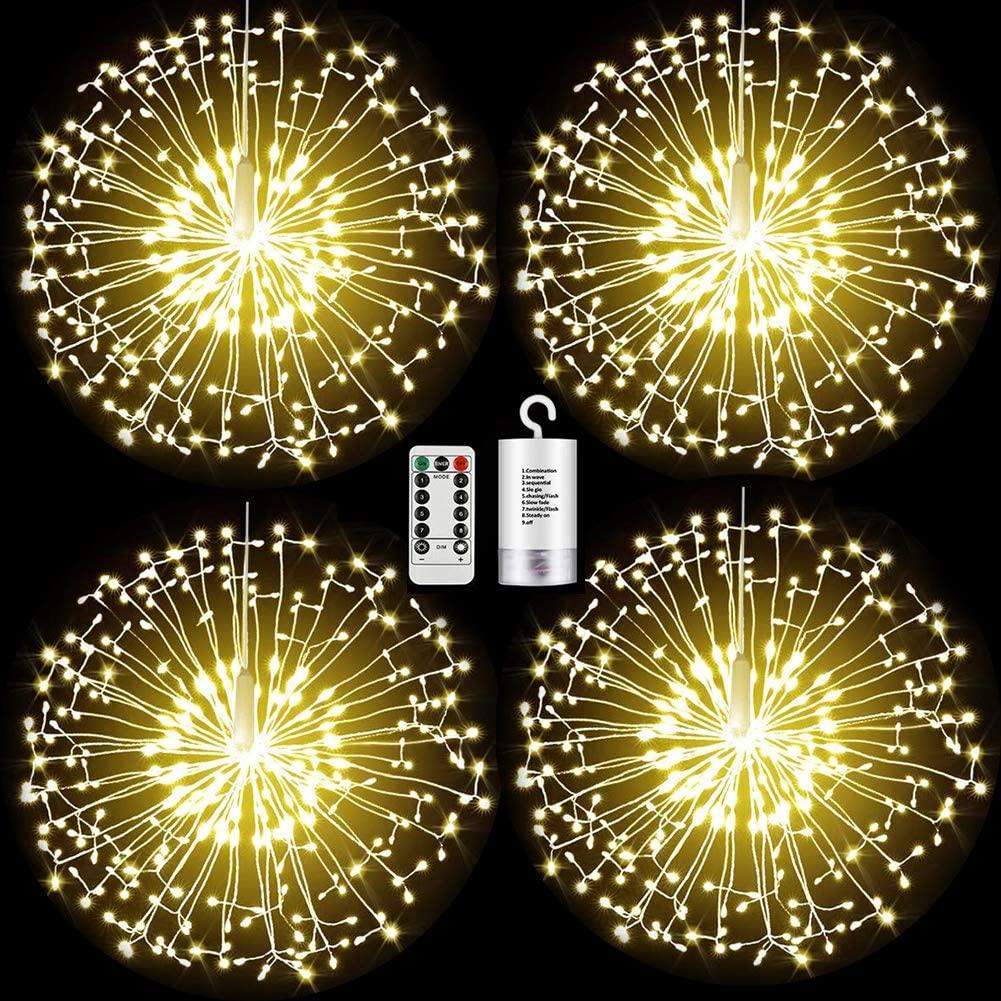 4 Pieces Firework Lights Led Copper Wire Starburst String Lights 8 Modes Battery Operated Fairy Lights with Remote,Wedding Christmas Decorative Hanging Lights - Lasercutwraps Shop