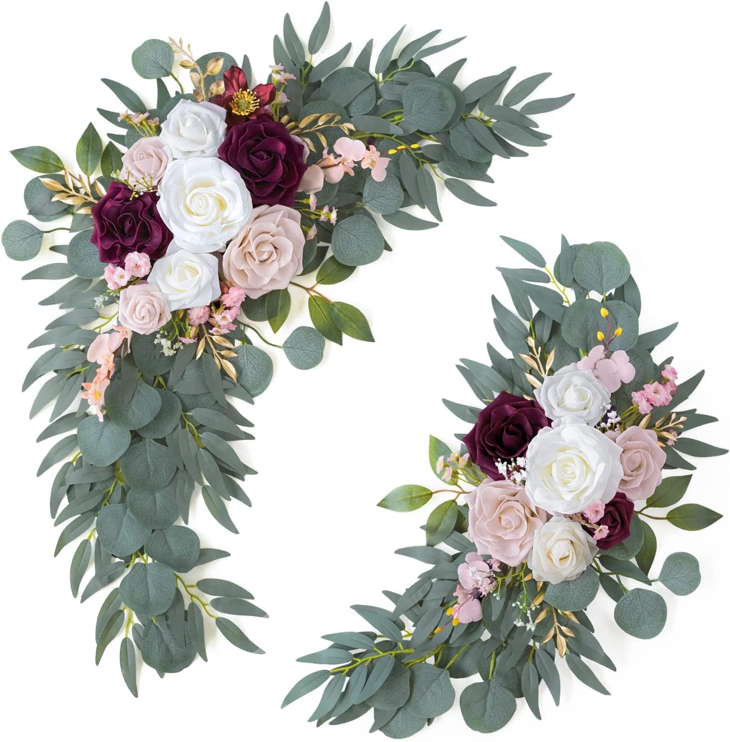 2 Packs Wedding Arch, Artificial Dusty Rose Wedding Flowers for Wedding Welcome Signs Decorations - Lasercutwraps Shop