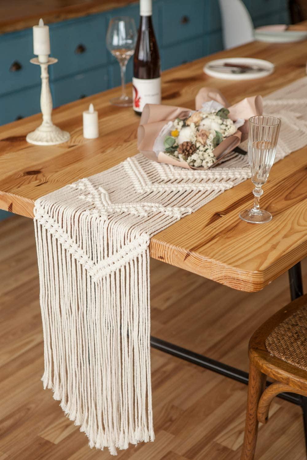 110 Inches Macrame Table Runner Woven Wedding Table Decor Handmade - Lasercutwraps Shop