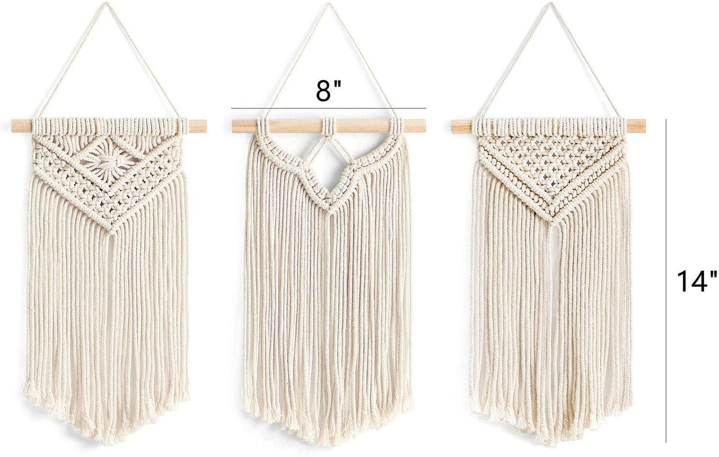 Small Macrame Wall Hanging, 3 Pack Art Woven Wall Decor Boho Style - Lasercutwraps Shop