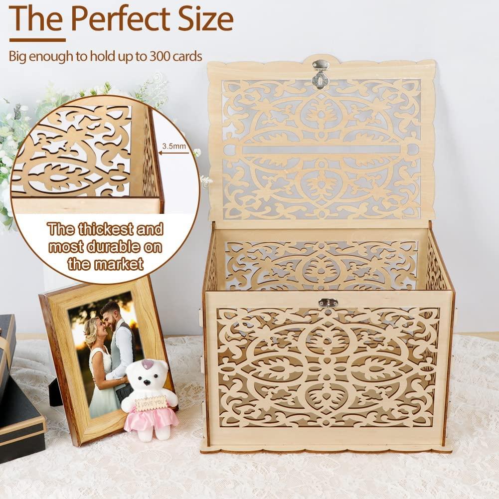 DIY Rustic Wedding Card Box with Lock and Card Sign Wooden Gift Card Box Money Box for Wedding Reception - Lasercutwraps Shop