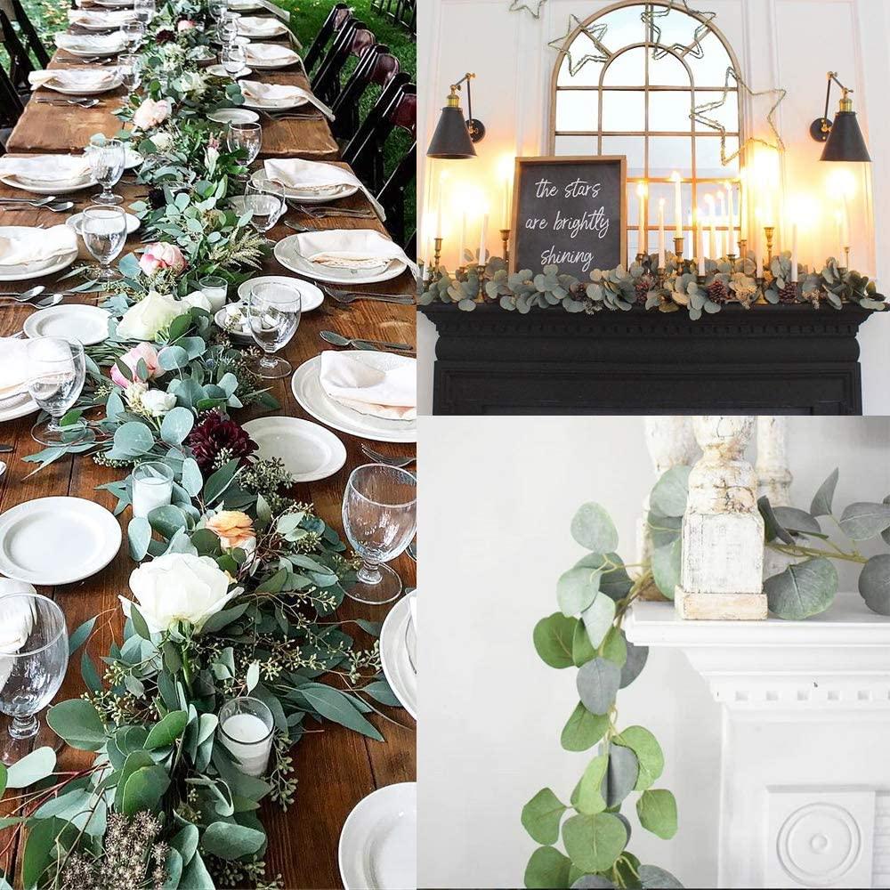 Artificial Eucalyptus Garland Faux Silk Eucalyptus Leaves Vines Handmade Garland Greenery Wedding Backdrop Arch Wall Decor - Lasercutwraps Shop