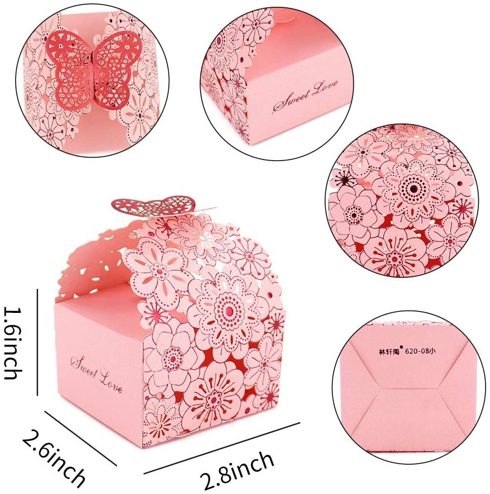 50Pcs/Set Flower Butterfly Hollow Candy Box Cookie Gift Boxes Romantic Wedding Favor Box - Lasercutwraps Shop
