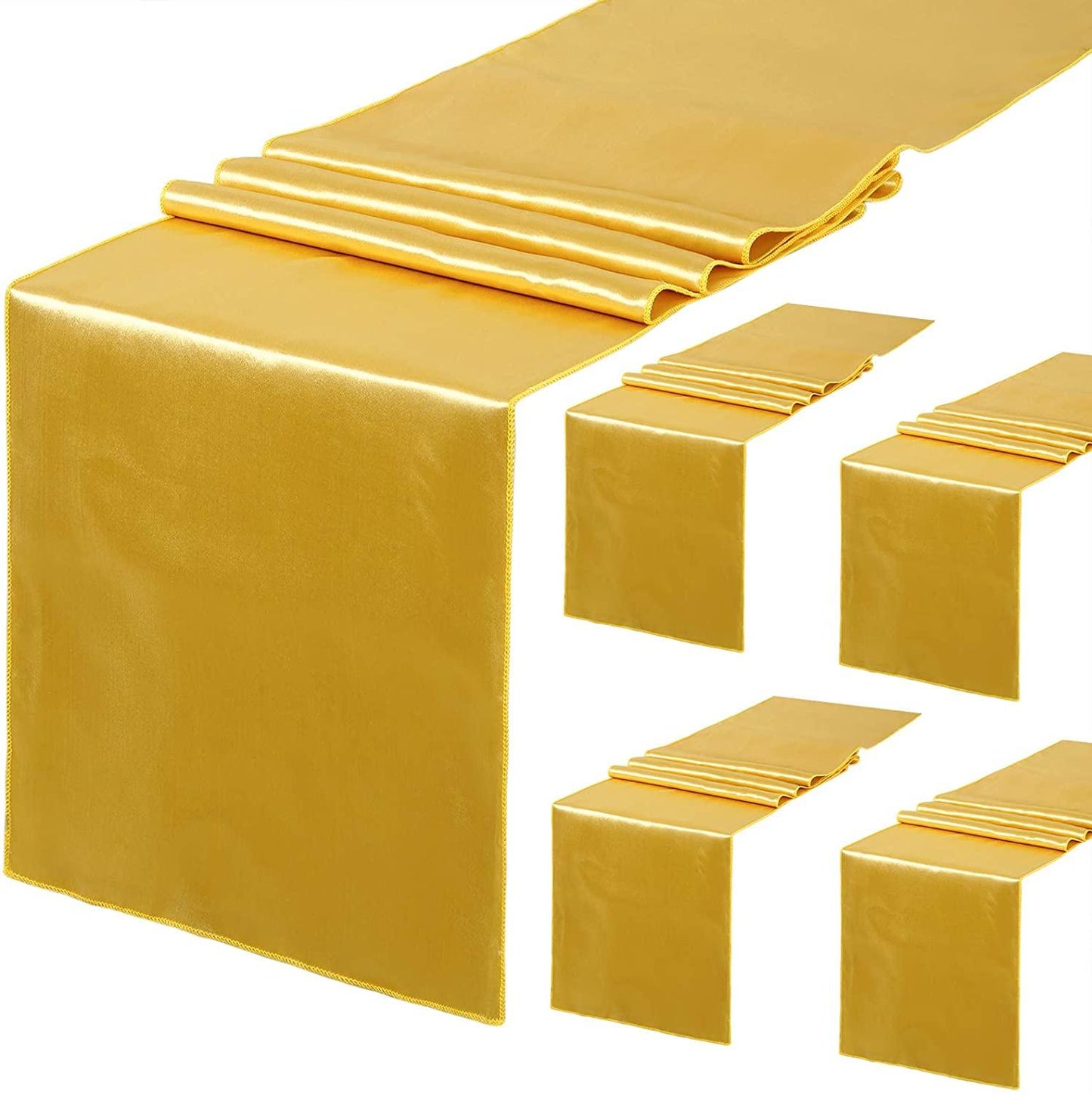 Gold Table Runners Set of 5 Satin Silky Spring Table Runner 12 x 108 inch for Wedding Party Table Decorations - Lasercutwraps Shop