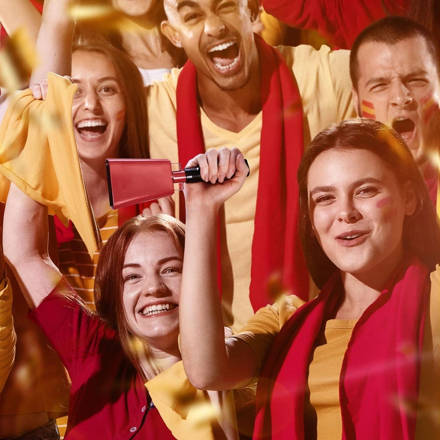 2 Pack Large Red Metal Cowbells for Football Games, 9 Inch Hand Percussion Noise Makers with Handles for Sporting Events, Graduations, Stadiums - Lasercutwraps Shop