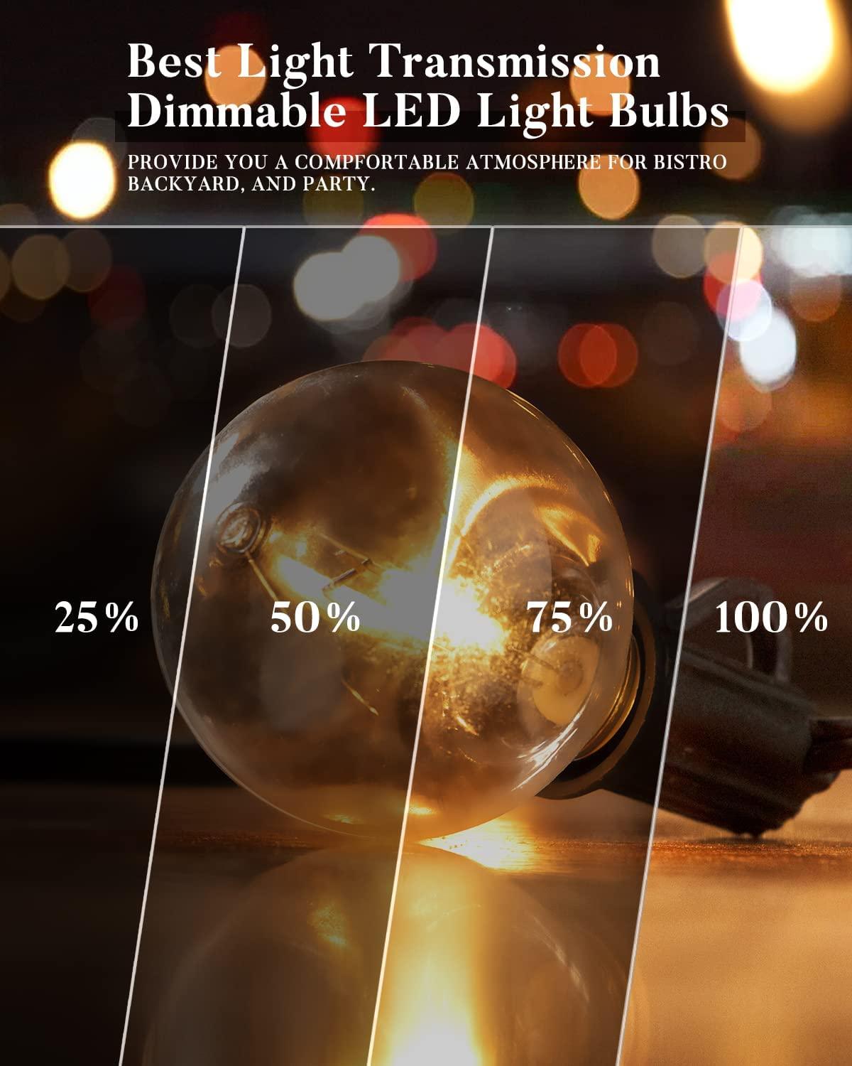 50ft Globe Outdoor Lights String, Dimmable LED Patio String Light with 50 G40 Shatterproof Bulbs - Lasercutwraps Shop