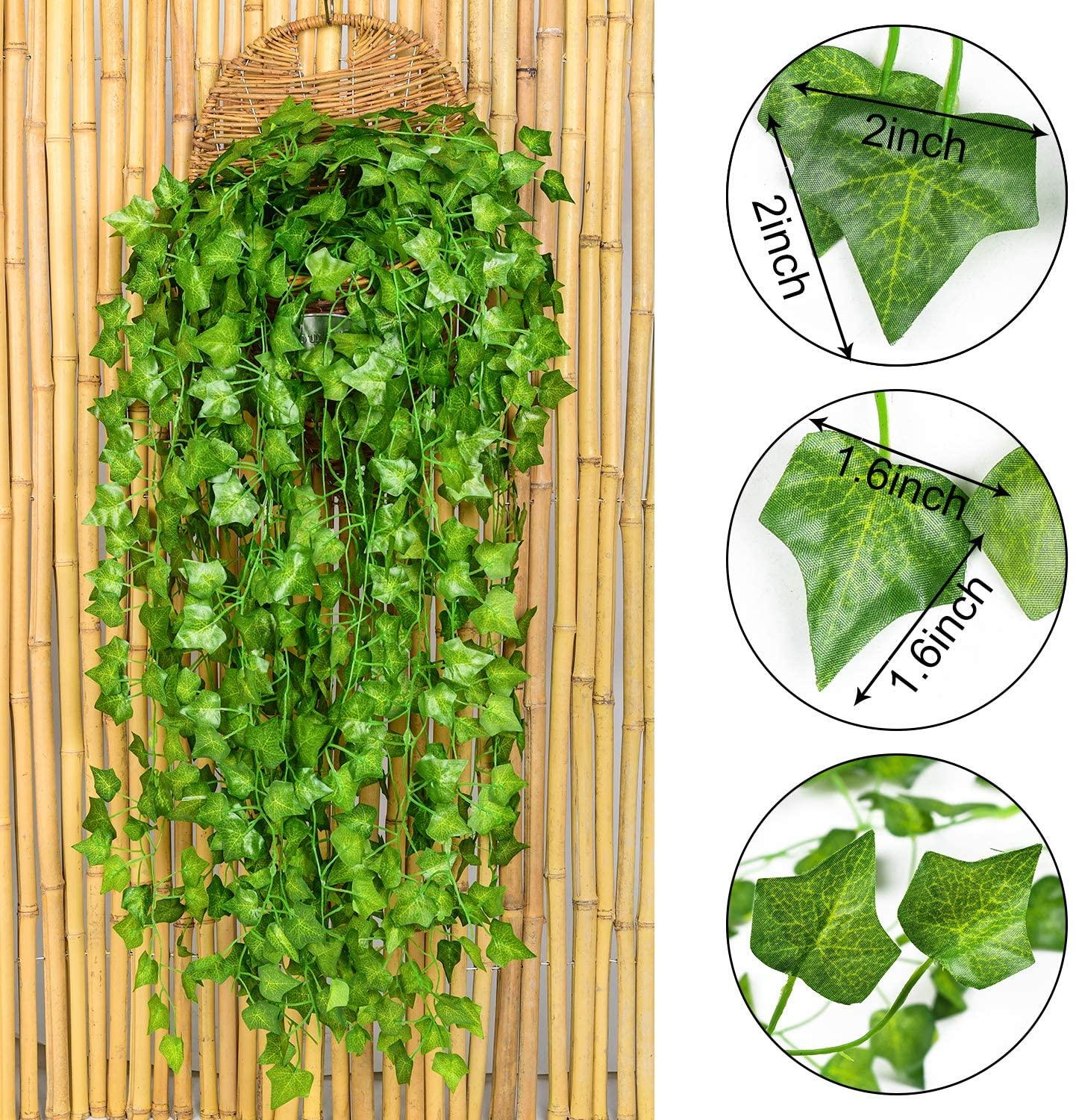 84 Feet 12 Strands Artificial Ivy Leaf Plants Vine Hanging Garland Fake Foliage Flowers Home Kitchen Garden Office Wedding Wall Decor - Lasercutwraps Shop