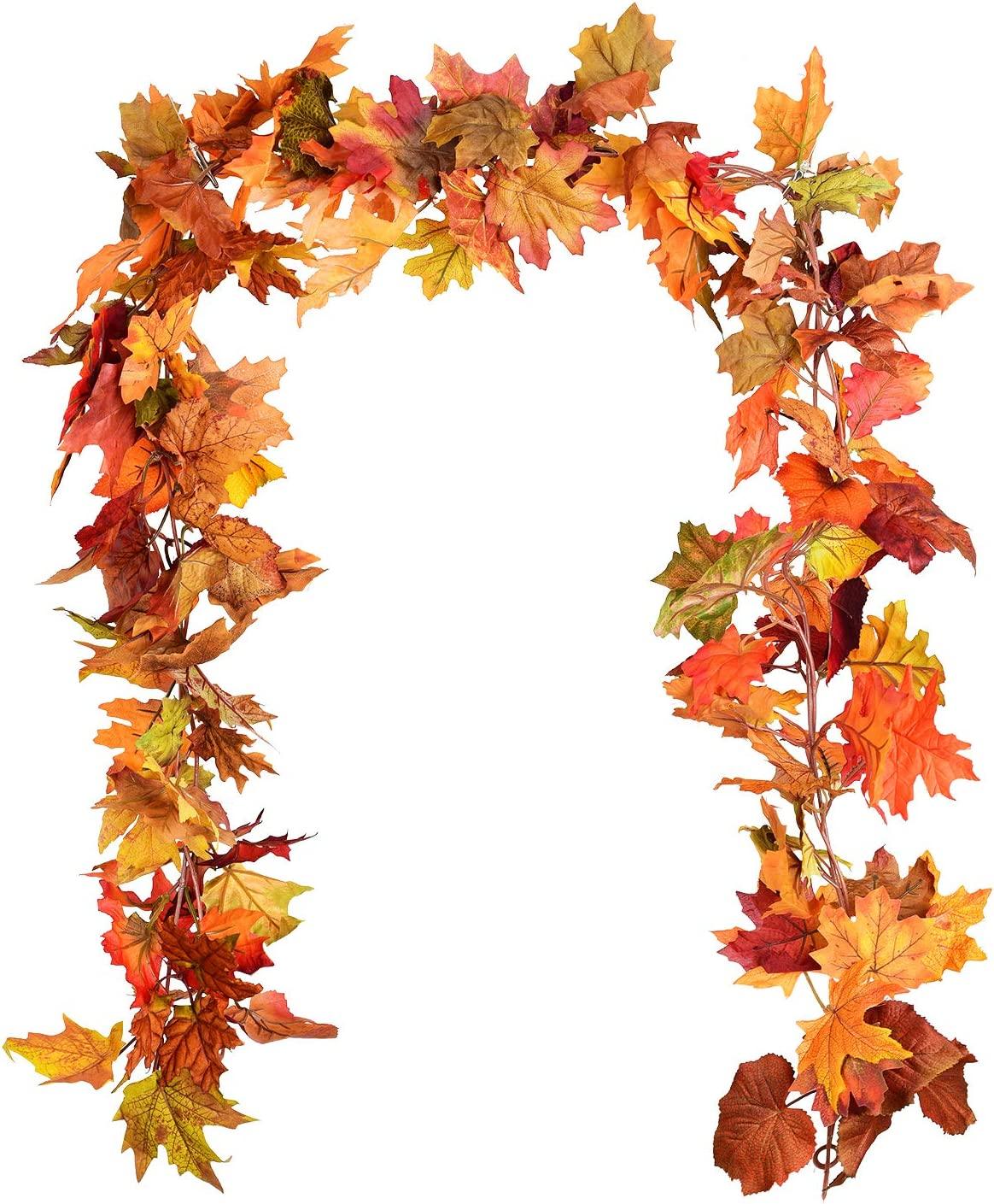 2 Pcs Fall Garland Maple Leaf, 5.9Ft/Piece 7 Colors Hanging Vine Garland Artificial Autumn Foliage Garland Thanksgiving Decor - Lasercutwraps Shop