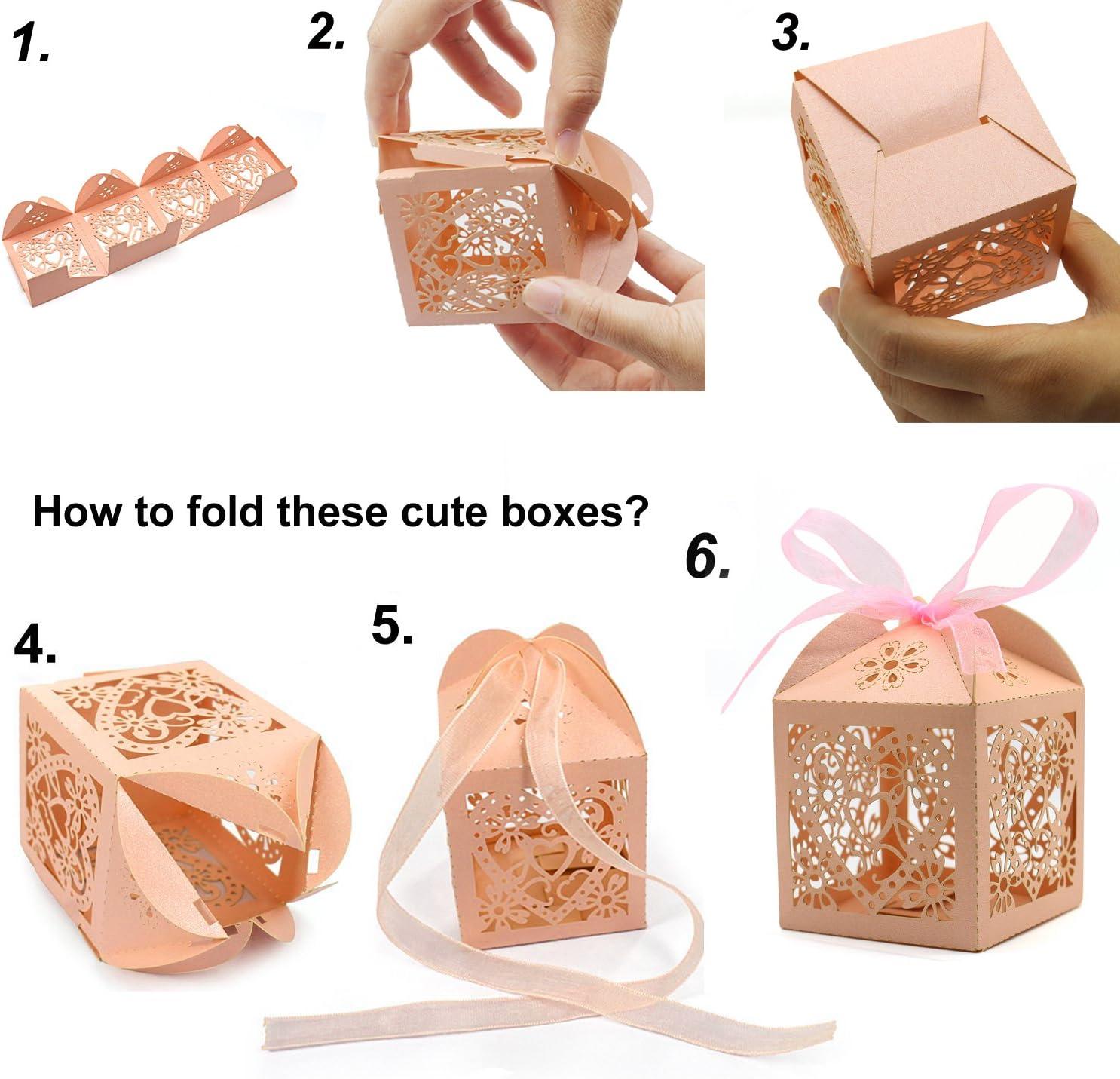 100 Pack Wedding Favor Boxes Laser Cut Boxes Party Favor Box Small Gift Boxes Lace Candy Boxes for Wedding Bridal Shower Baby Shower Birthday Party - Lasercutwraps Shop