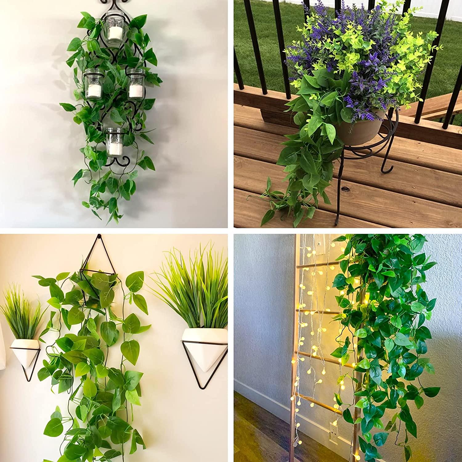 artificial indoor wall plants Cewor 2pcs Fake Hanging Plants 3.6ft Fake Ivy Vine Artificial Ivy Leaves for Wedding Wall House Room Patio Indoor Outdoor Home Shelf Office Decor