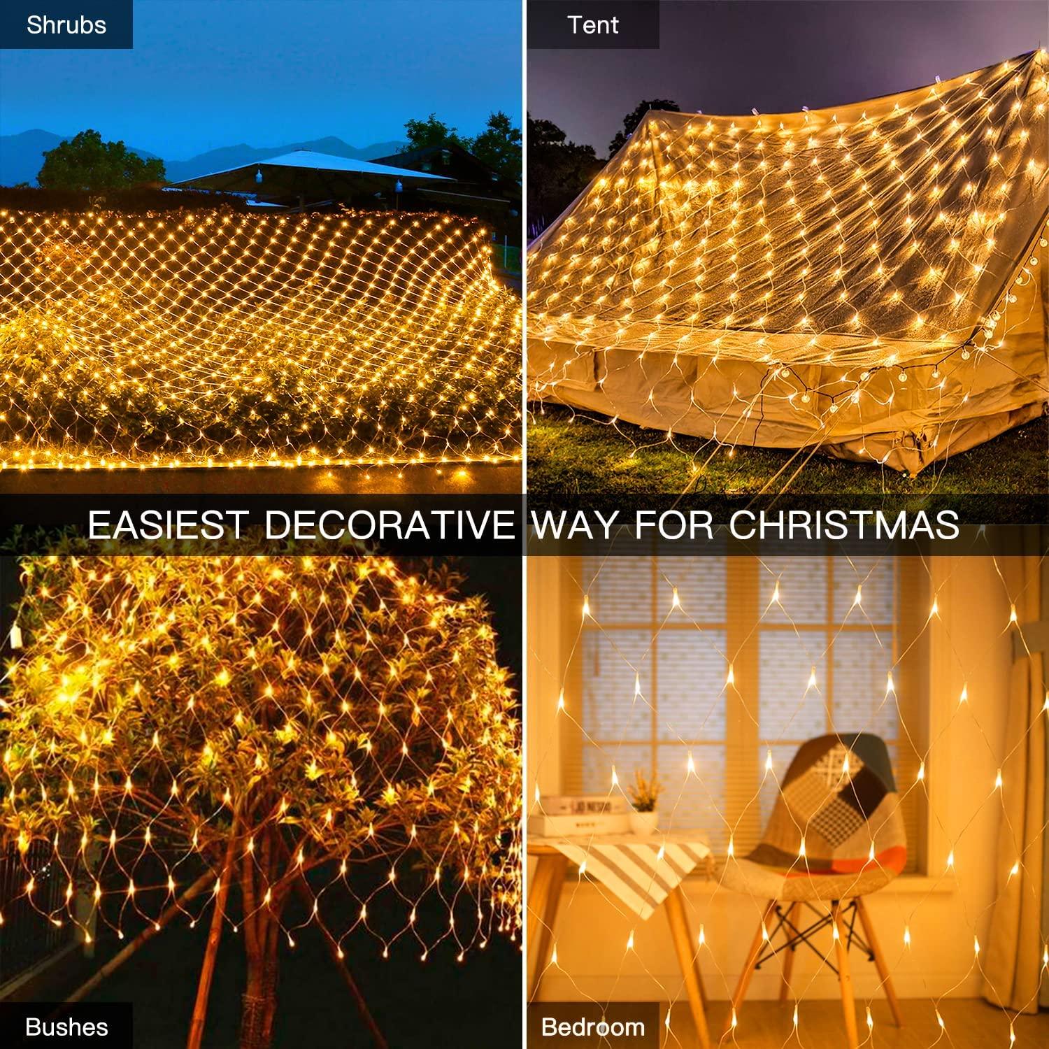 Christmas Net Lights 200 LED 9.8x6.6ft Outdoor Mesh Lights Connectable Waterproof 8 Modes&Timer Remote - Lasercutwraps Shop