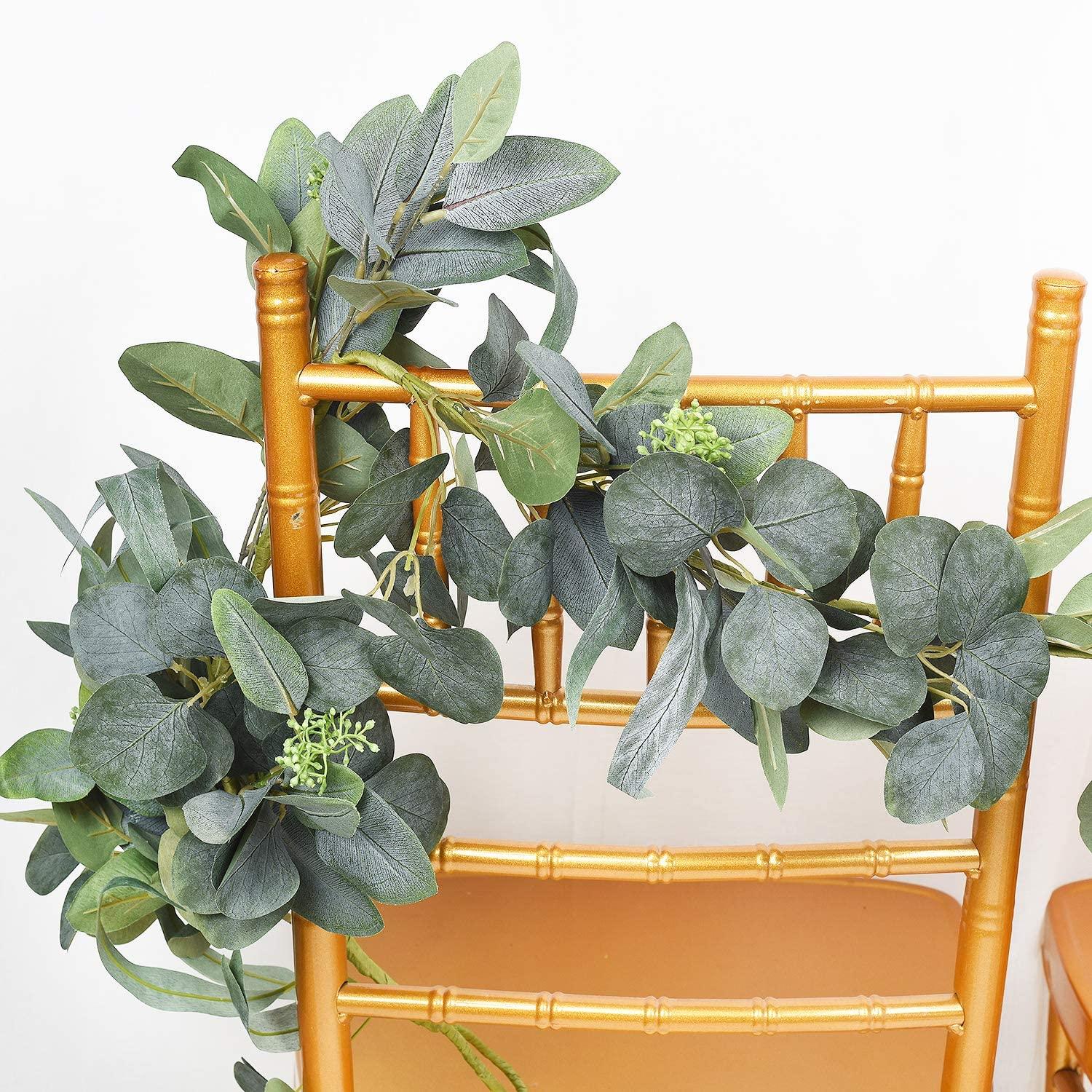 6.2 Feet Eucalyptus Garland Artificial Silk Eucalyptus Leaves Vines Handmade Garland Greenery Wedding Home Backdrop Arch Wall Decor - Lasercutwraps Shop