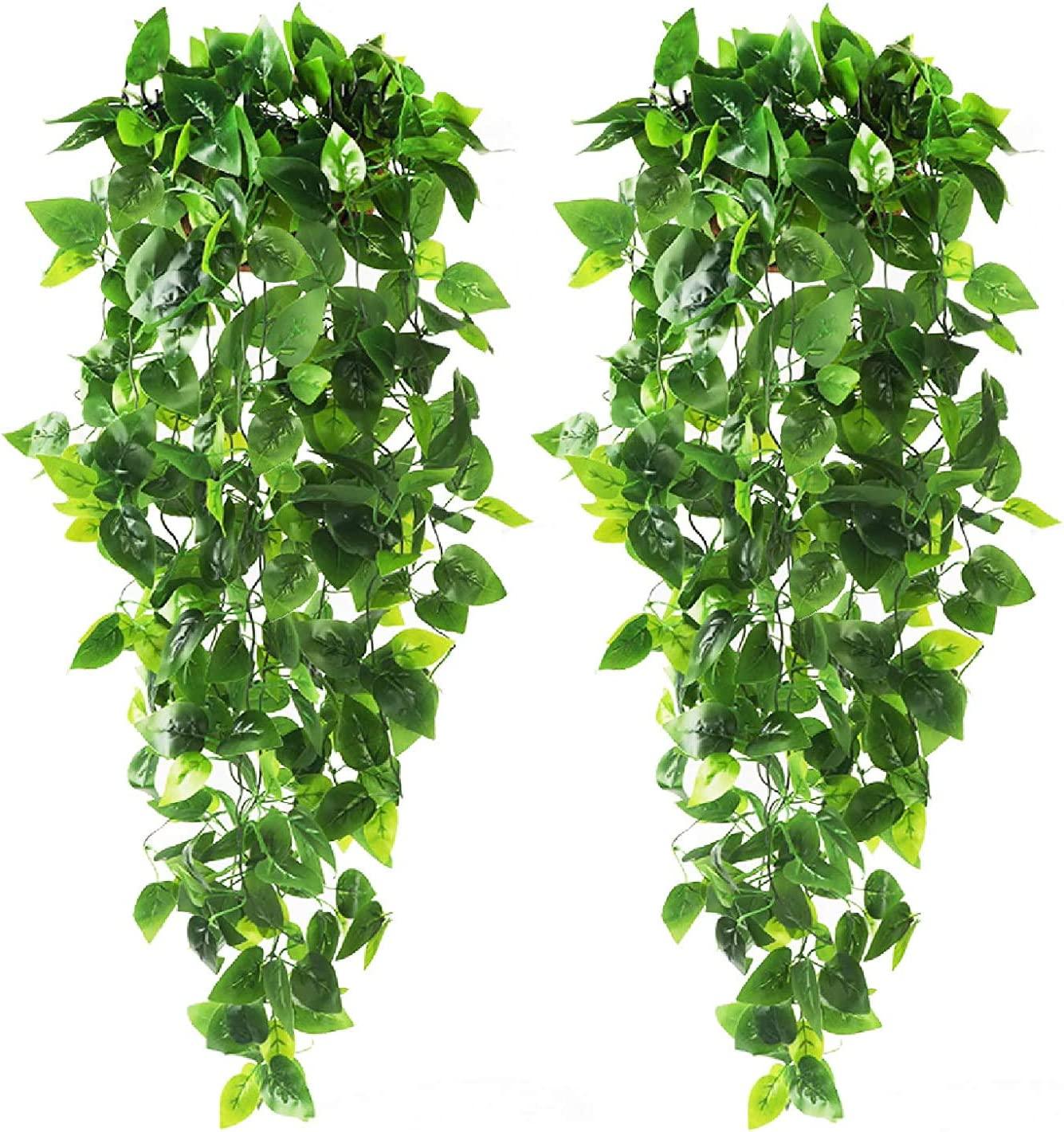 2pcs Artificial Hanging Plants 3.6ft Fake Ivy Vine Fake Ivy Leaves for Wall House Room Patio Indoor Outdoor Decor (No Baskets) - Lasercutwraps Shop