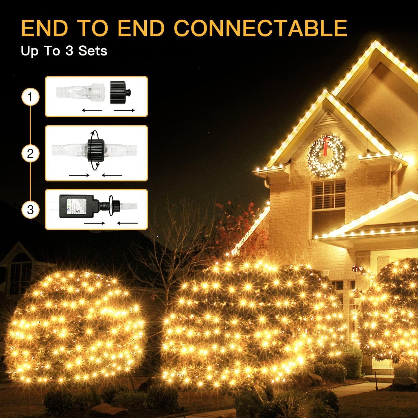 Christmas Net Lights 200 LED 9.8x6.6ft Outdoor Mesh Lights Connectable Waterproof 8 Modes&Timer Remote - Lasercutwraps Shop
