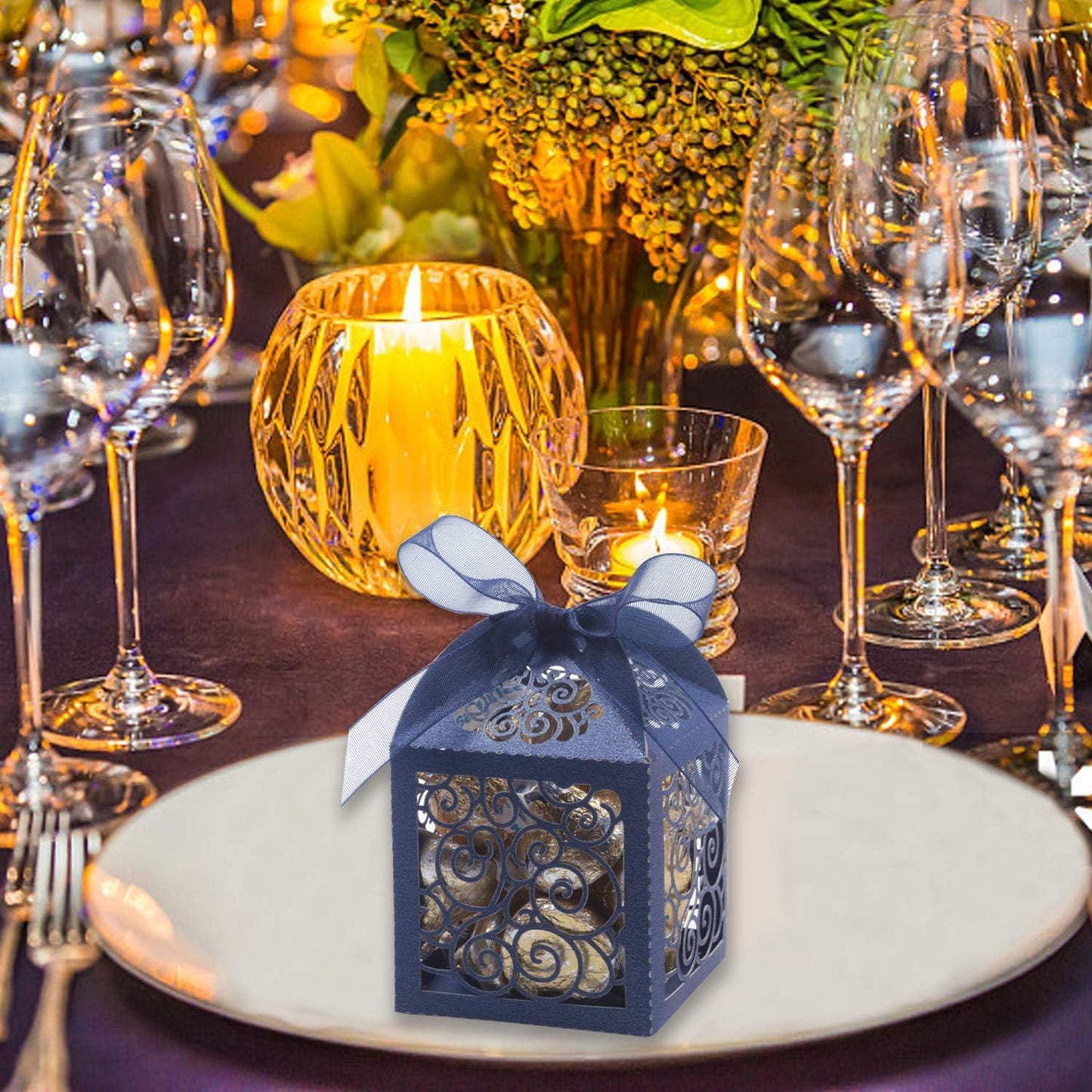 100 Pack Wedding Favor Boxes Laser Cut Boxes Party Favor Box Small Gift Boxes Lace Candy Boxes for Wedding Bridal Shower Baby Shower Birthday Party - Lasercutwraps Shop