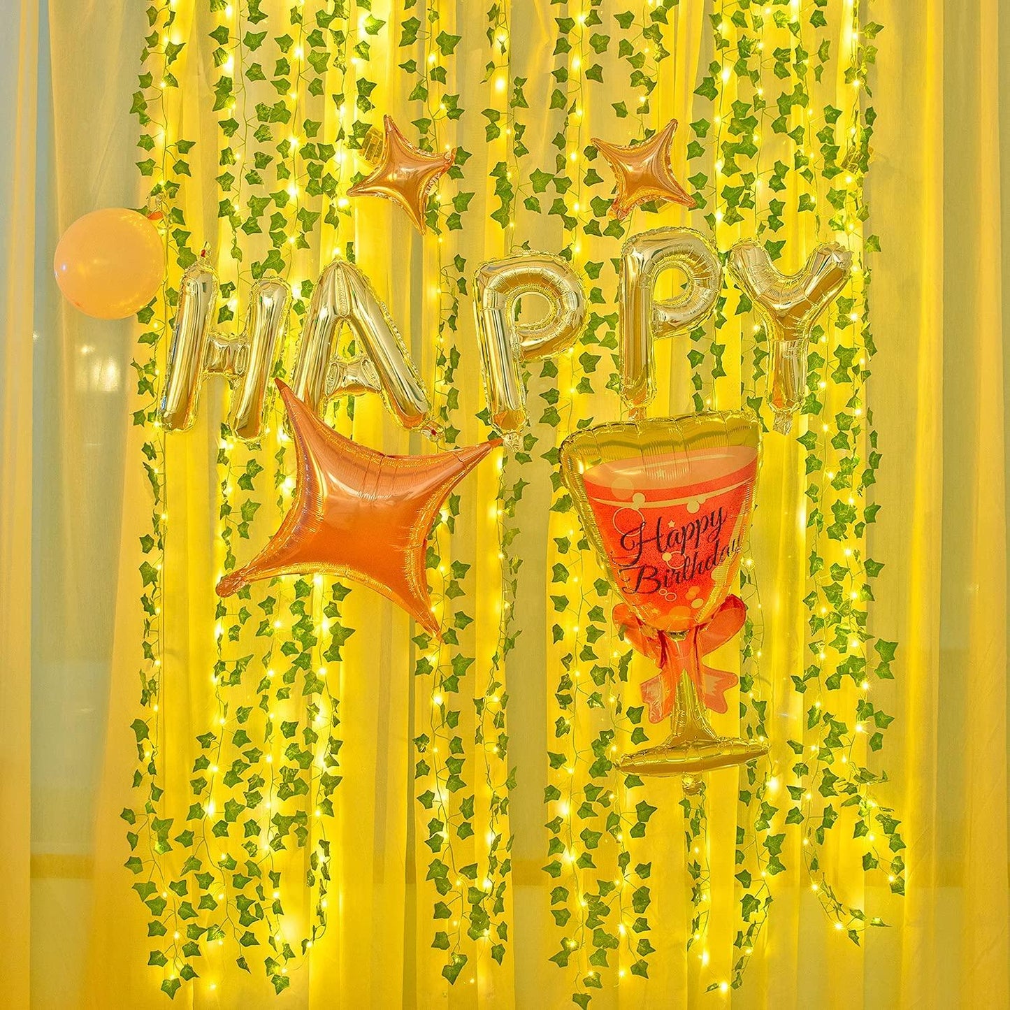 12 Pcs Artificial Ivy Garland Fake Vines with 9.8*9.8Ft Lights String (300 LED) Decor Faux Green Hanging Plant Greenery for Wall Party Wedding Room - Lasercutwraps Shop