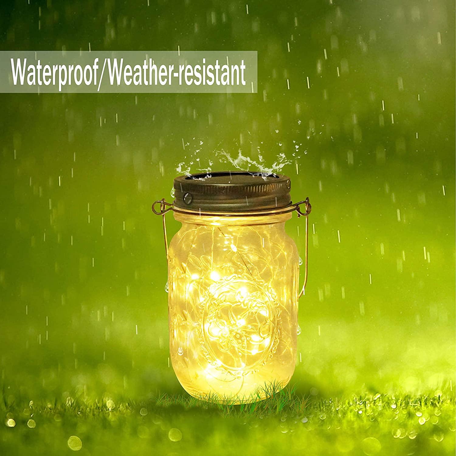 10pcs Solar Mason Jar Lid Lights, 30 LED Waterproof Firefly Fairy Lights with Hangers(No Jars) for Weddings - Lasercutwraps Shop